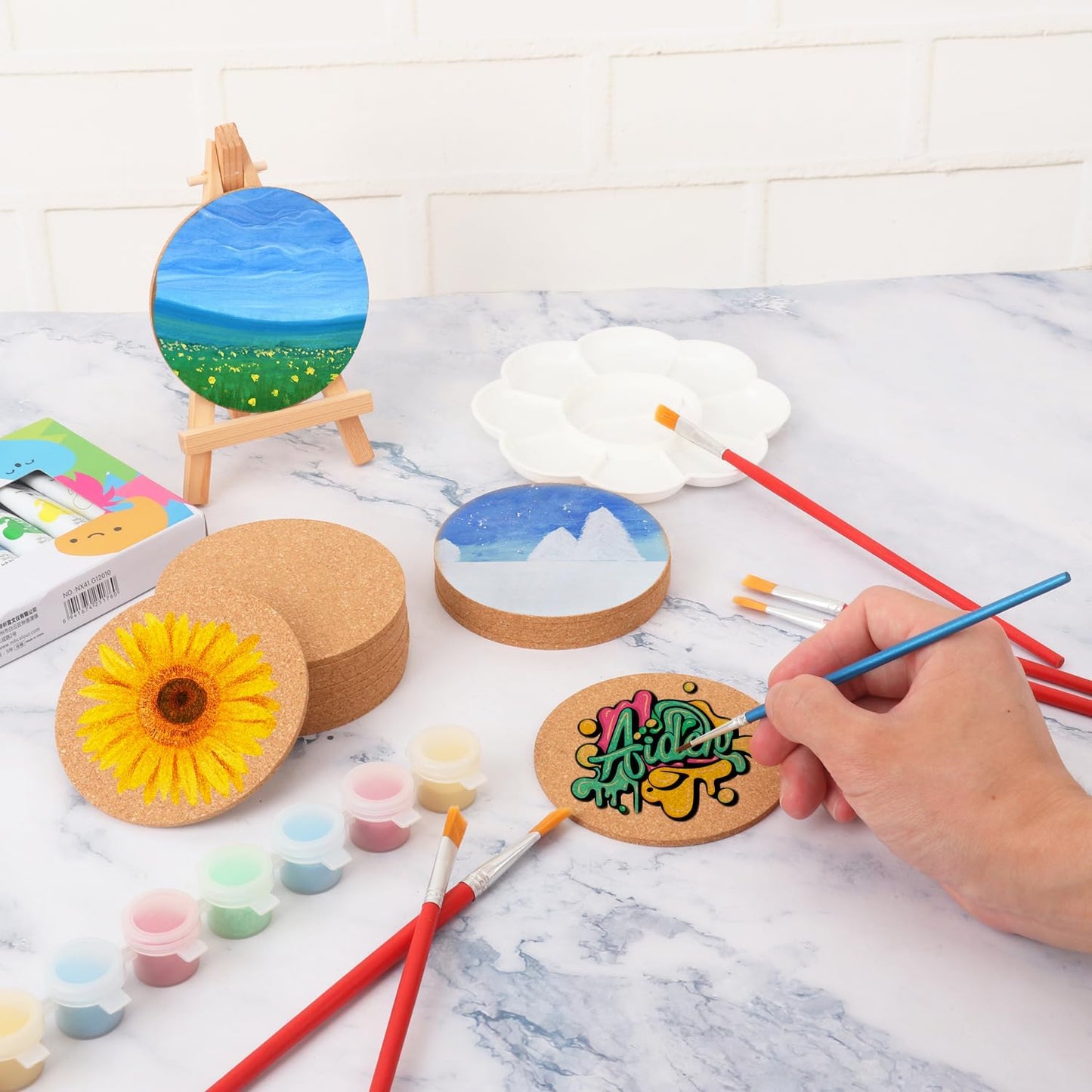 150 Pieces 4 Inch Cork Coasters for Drinks, 100 mm Round Cork Coasters, Non-Slip, Heat-Resistant, Absorbent & Reusable, Perfect for DIY Crafts and Home Tabletop Decoration