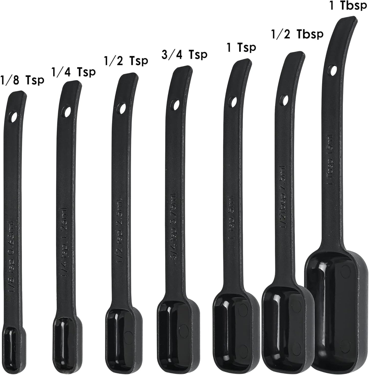 Measuring Cups and Spoons Set 15, 7 Plastic Measuring Cup Spoon Set, 7 Spice Long Handle Measuring Spoons with 1 Leveler for Kitchen and Baking, Dry Metric Measure Cups & Spoons Black