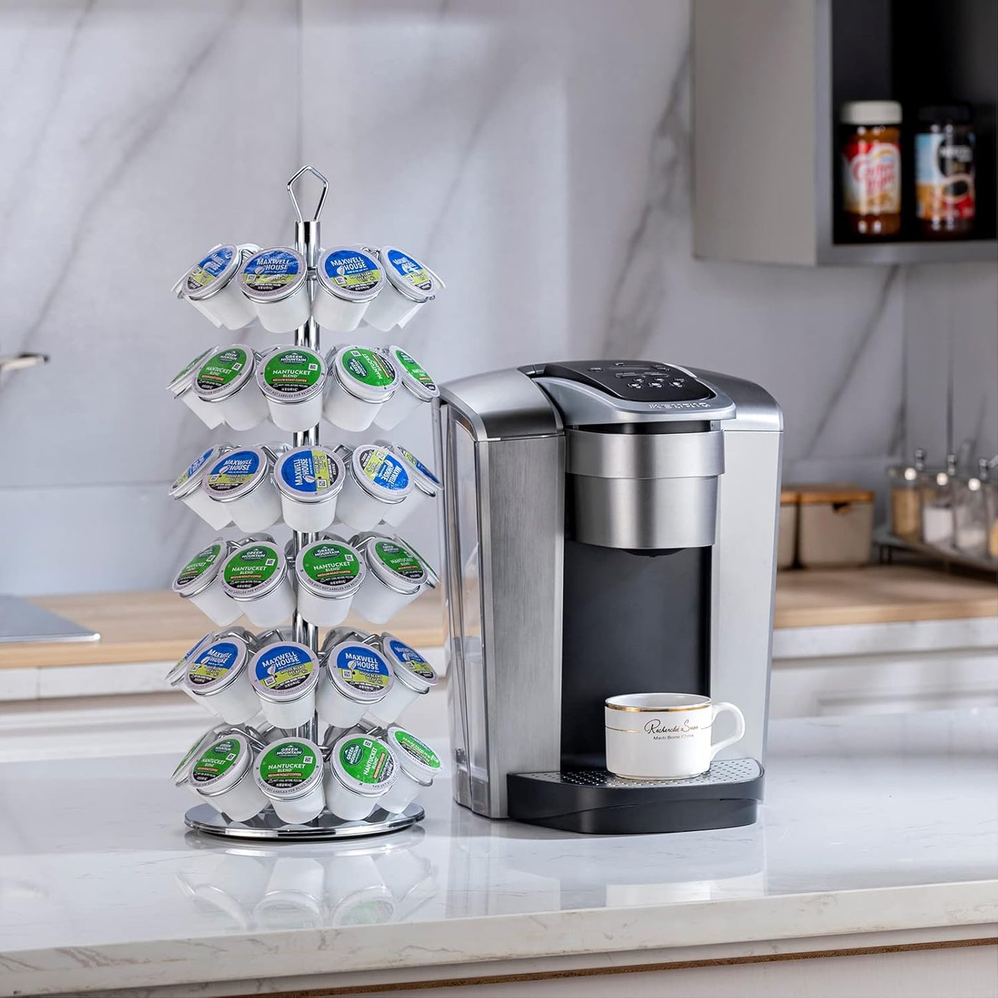 Rice rat K cup Holder Storage Coffee Capsules Pod Holder Carousel 6 Tier Compatible with 54 K-Cup Pods