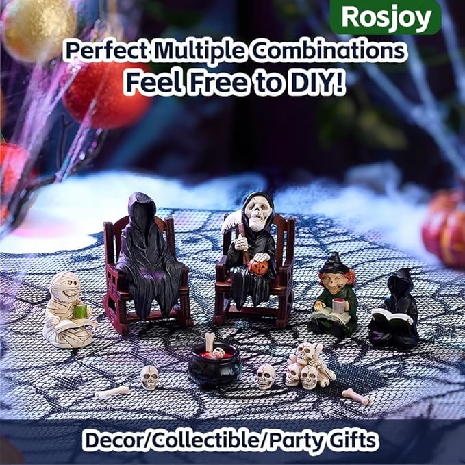 Halloween Fun Miniature Witch Figurine,Gothic Horror Resin Witch Decor,for Bookshelf Decor,Desk Trinkets,Collectible,Party Gifts