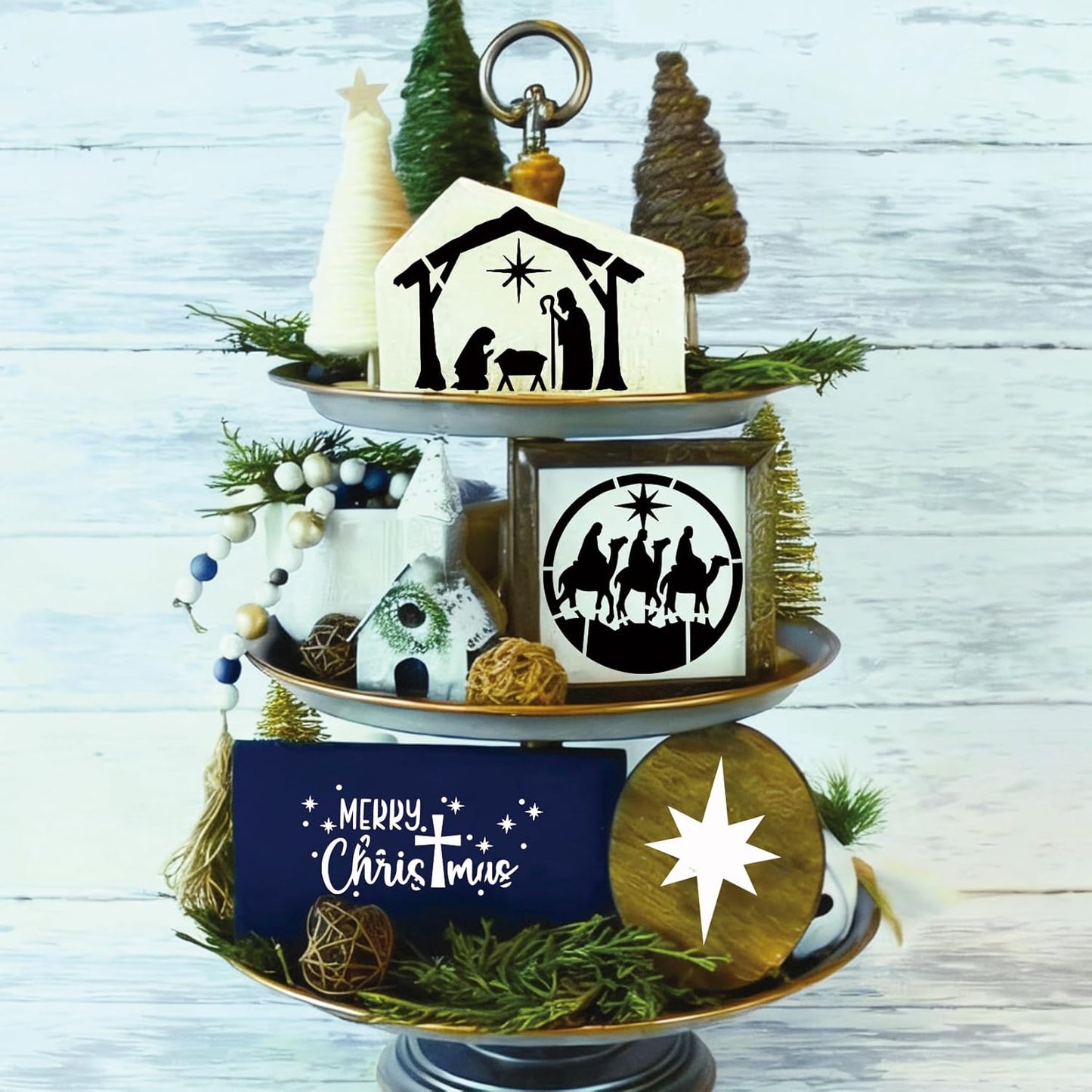 30 Pieces Small Christmas Nativity Stencils for Painting on Wood Reusable Palstic Nativity Scene Stencils for DIY Crafts Ornament Wood Cookie (3in Jesus)