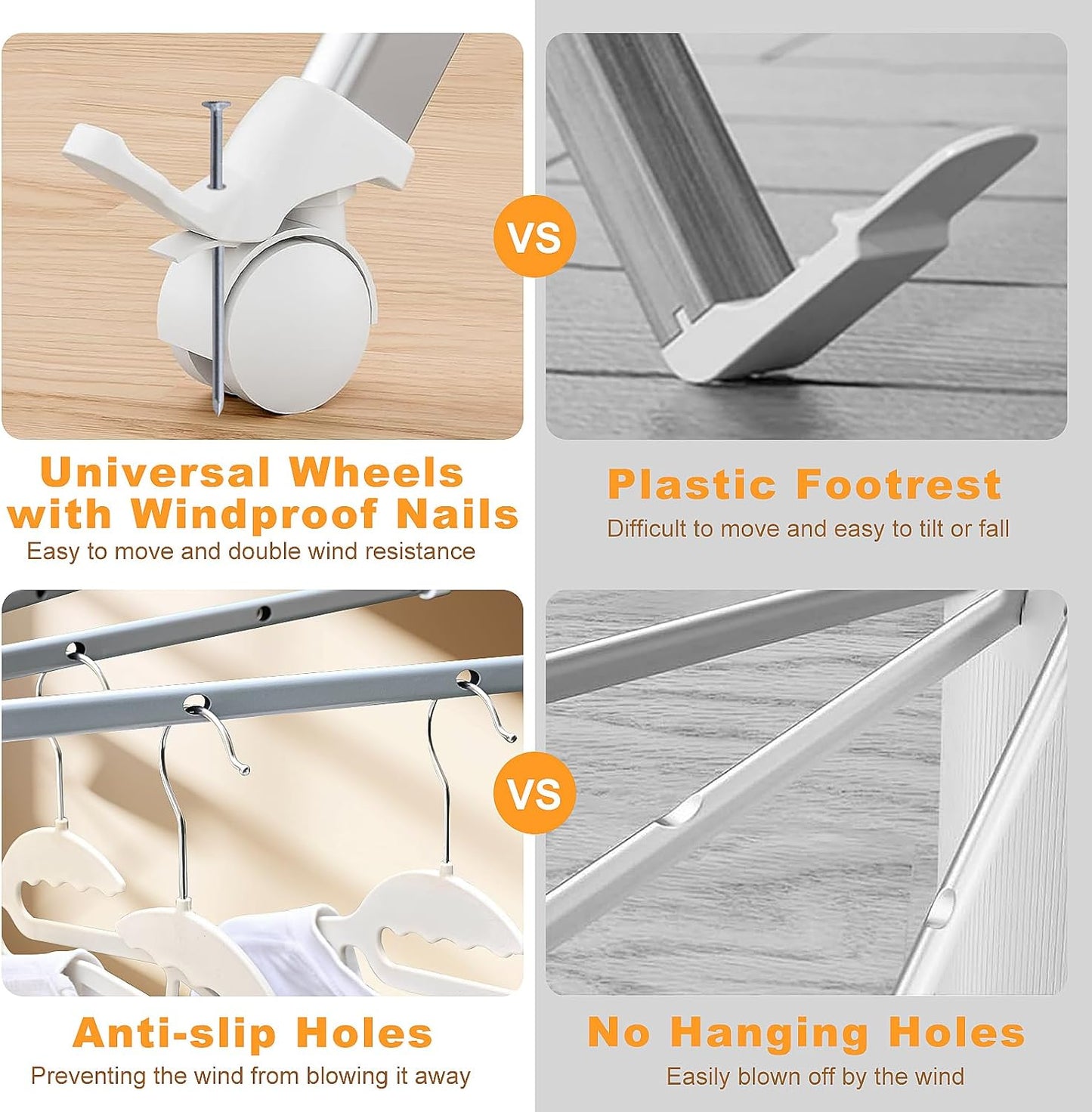 4-Legged Clothes Drying Rack Foldable, Portable Laundry Drying Racks, Outdoor Collapsible Drying Rack Clothing with 4 Pulleys and Anti-Slip Holes, Aluminum Indoor Dry Rack for Clothes, Shoes, Towel