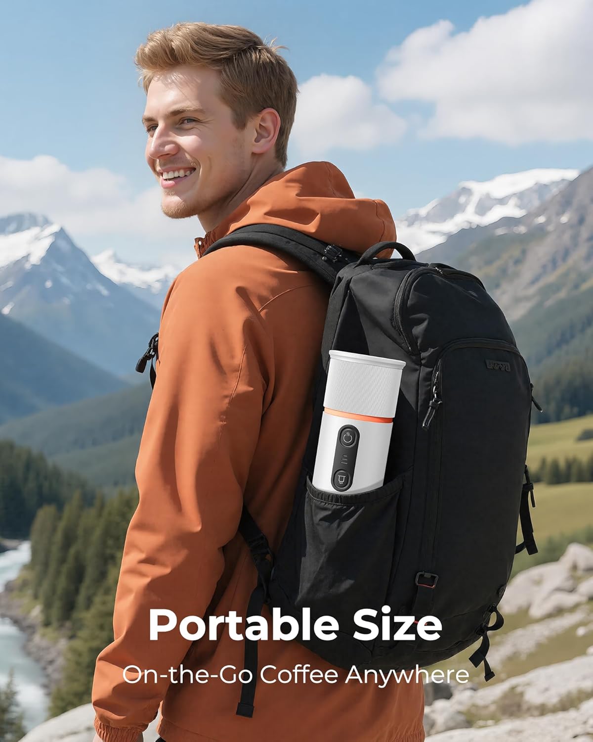 Portable Espresso Maker 20 Bar Self‑Heating & Auto-off | 13500 mAh Battery Brews 8 Shots | 12 V Mini Coffee Machine Compatible with Nespresso Original Pods | Car/Travel/Camping