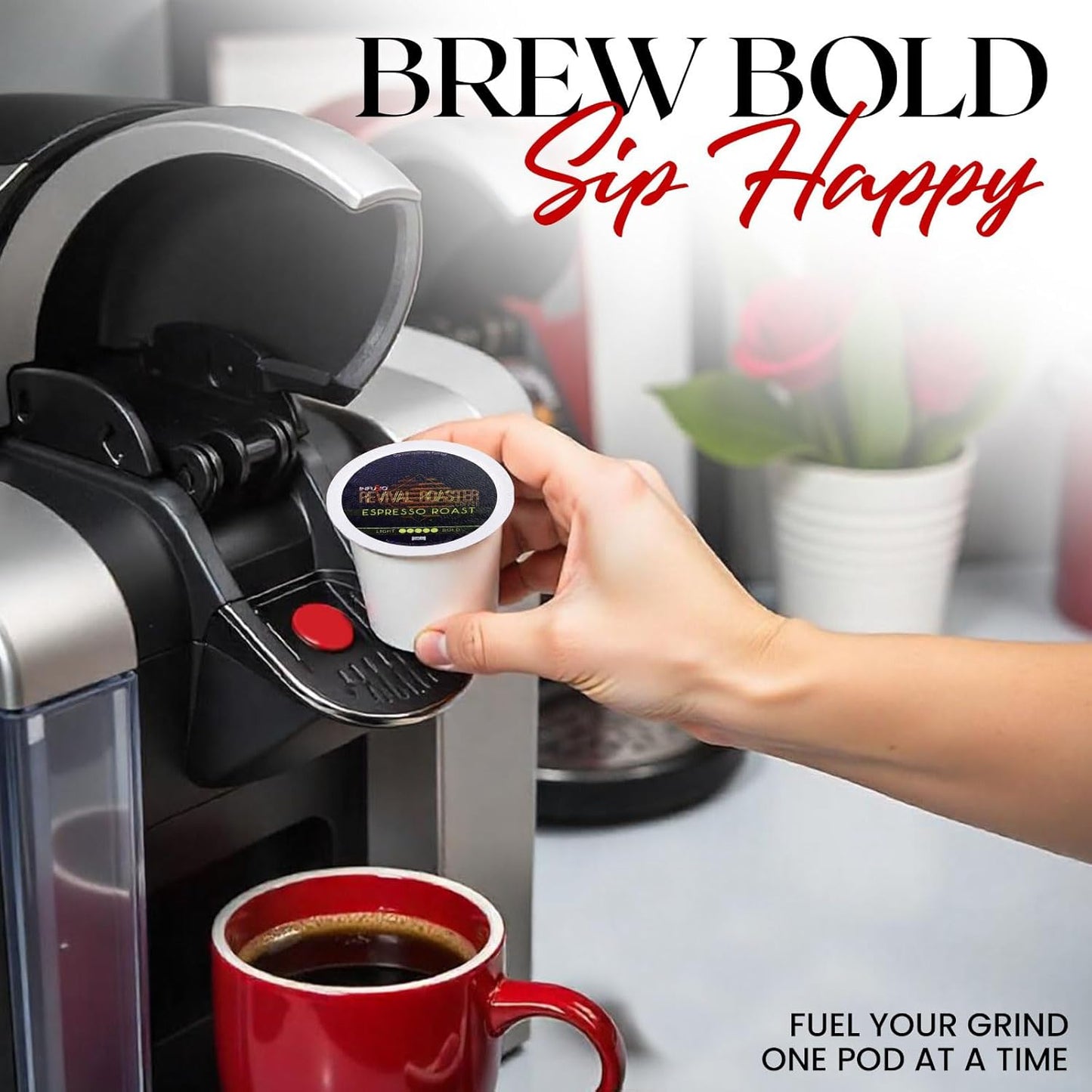 InfuSio Coffee Pods – 96 Count, Espresso Roast (Dark Roast Coffee) Single Serve Coffee Pods for Keurig K Cup® Brewers, Compatible with Keurig 2.0 Brewers