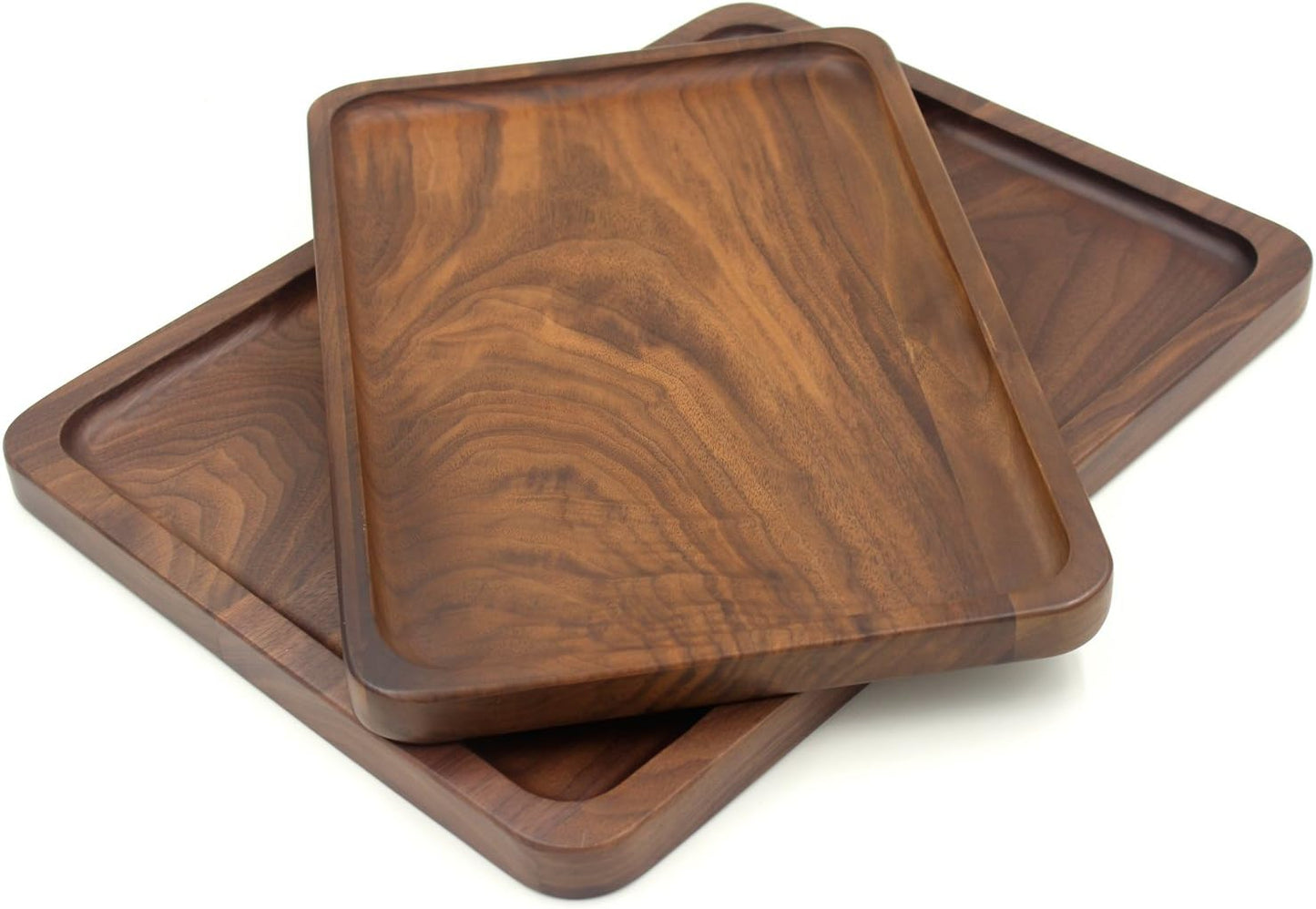 Bamber Wood Serving Tray Wooden Decorative Coffee Tea Platter Black Walnut 13.4 x 9 Inches