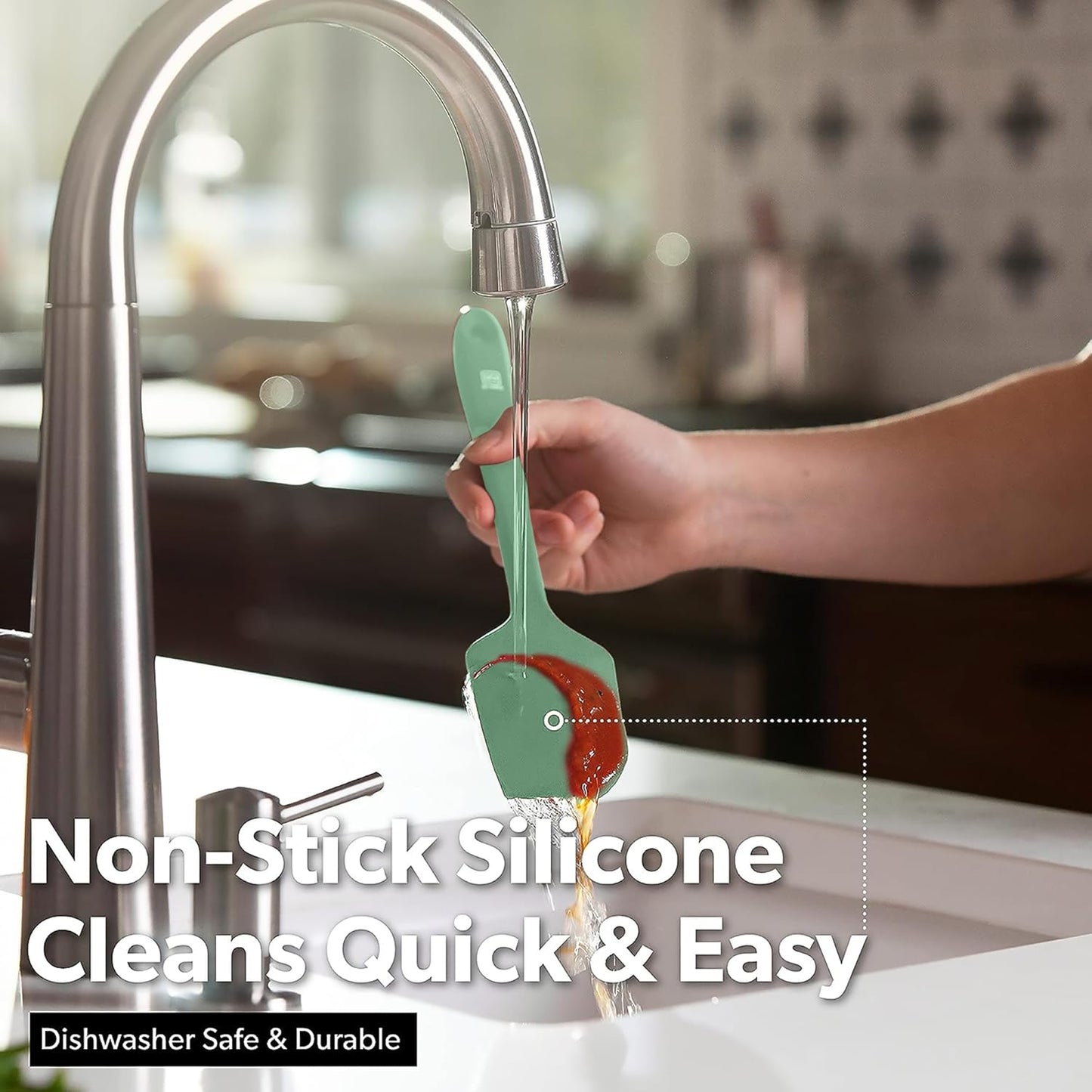 DI ORO Silicone Spatula Set - Rubber Kitchen Spatulas for Baking, Cooking, & Mixing - 600°F Heat-Resistant & BPA Free Silicone Scraper Spatulas for Nonstick Cookware - Dishwasher Safe (4pc, Sage)