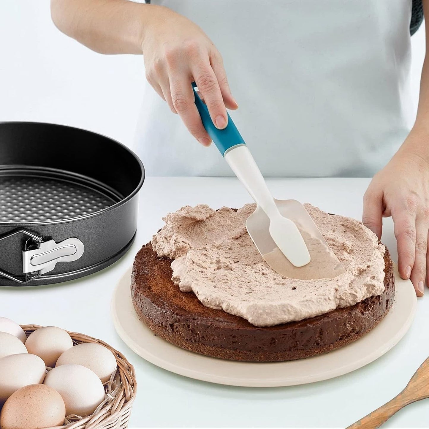 Springform Cake Pan Set of 3 (4, 7, 9 Inch) Round Leakproof Nonstick Cheesecake Pans with Removable Bottom Carbon Steel Bakeware