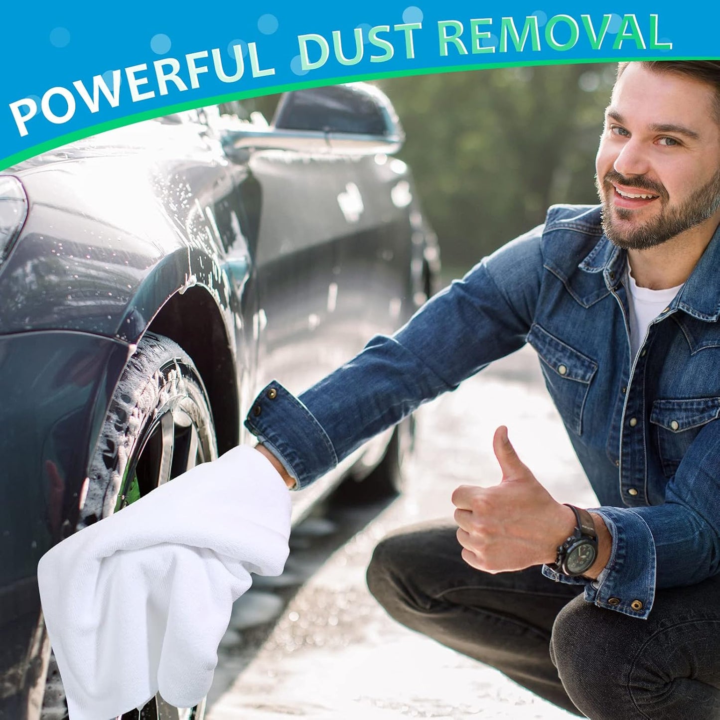 Newwiee 3 Pcs Extra Large Microfiber Cleaning Cloth 30" x 20" Washable Reusable Microfiber Towel Streak Free Lint Free Cloth for Cleaning Home Glass Office Window Bathrooms (White)