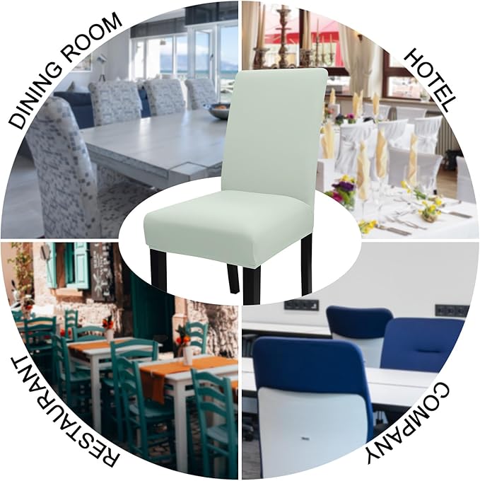 JQinHome Smoke Green Chair Covers for Dining Room Set of 2, High Stretch Removable Washable Parsons Chair Slipcover for Home Party Hotel Wedding Ceremony (2PCS,Smoke Green)