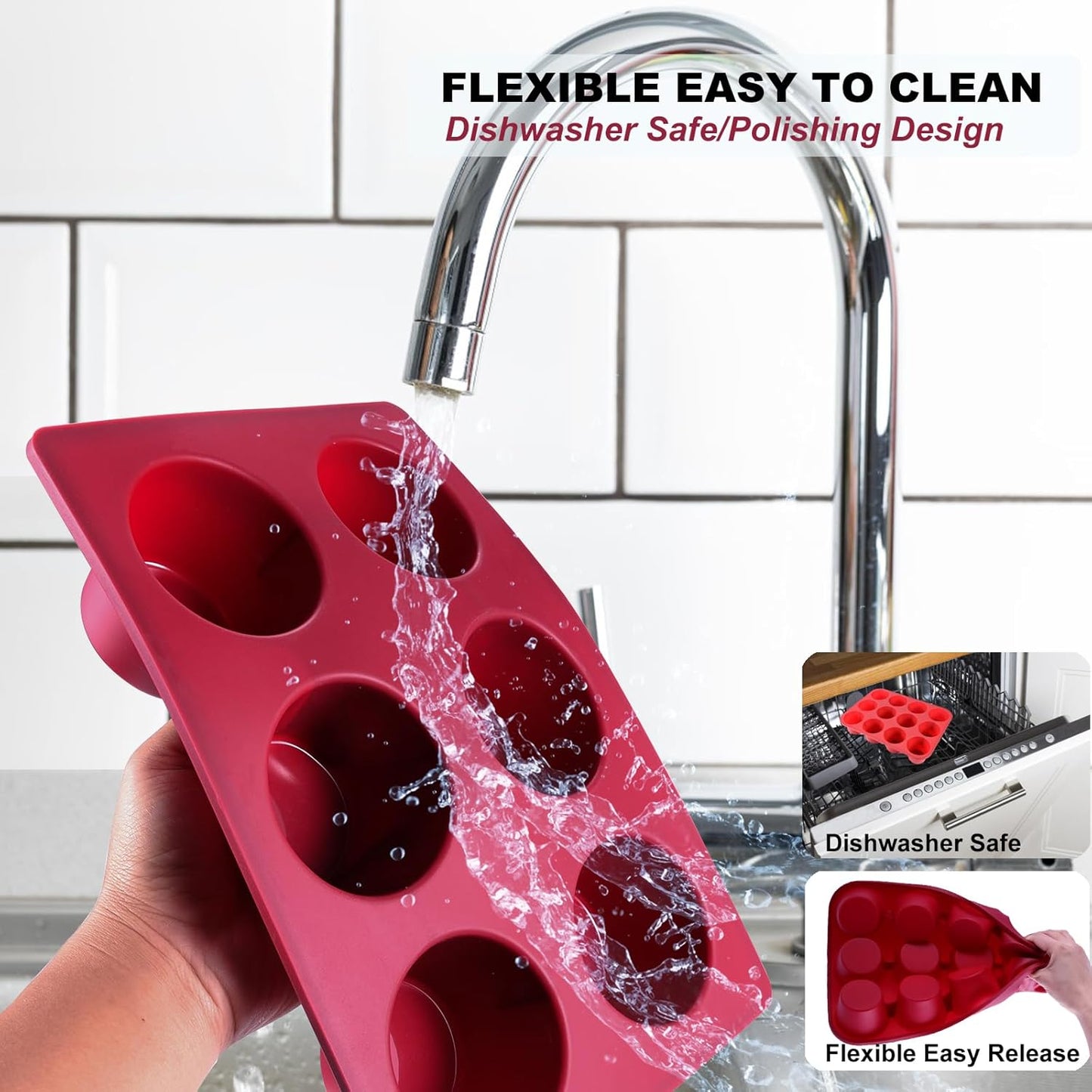 Silicone Muffin Pan 1 Pack, 6-Cavity Chocolate Molds Silicone, Nonstick BPA Free Silicone Baking Molds, Dishwasher & Microwave Safe Muffin Tin, Easy To Use and Clean Candy Molds