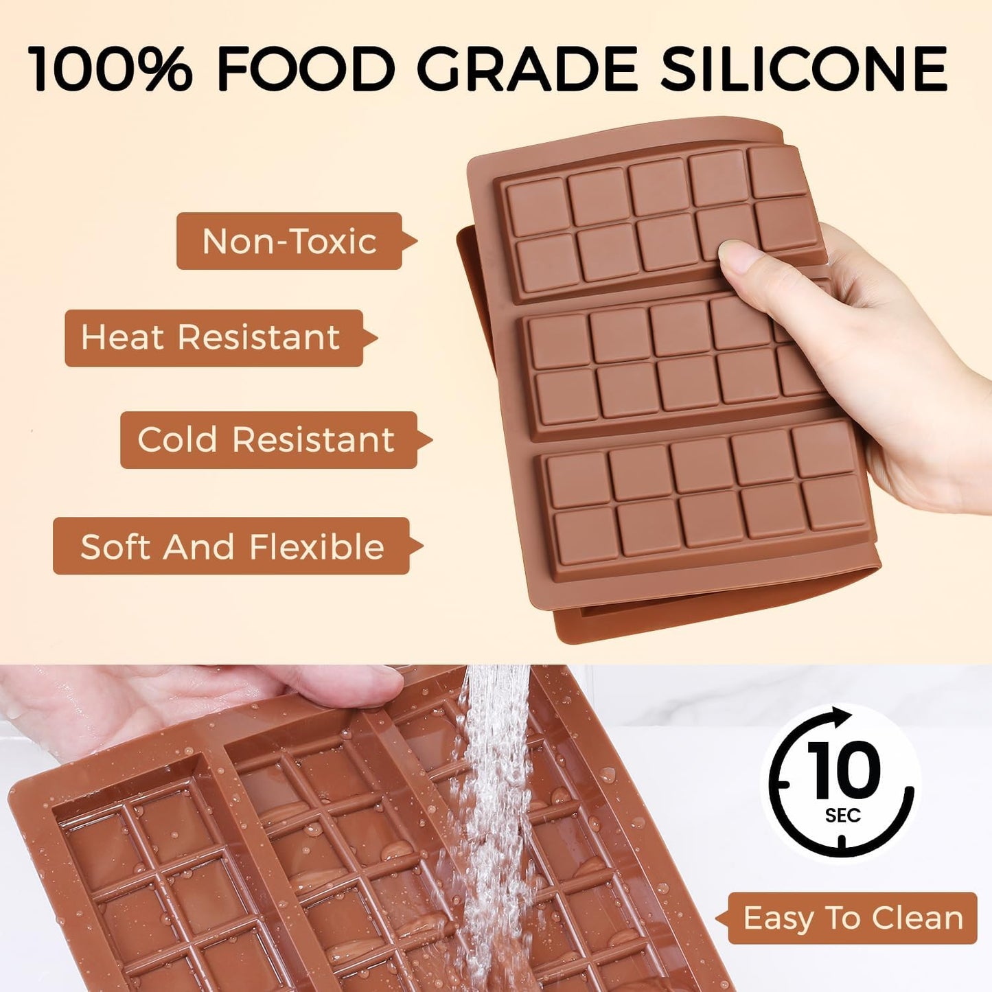 Chocolate Bar Mold, Non-Stick Dubai Chocolate Molds, Food Grade Silicone Deep Chocolate Bar Mold for Pistachio, Candy- Set of 3