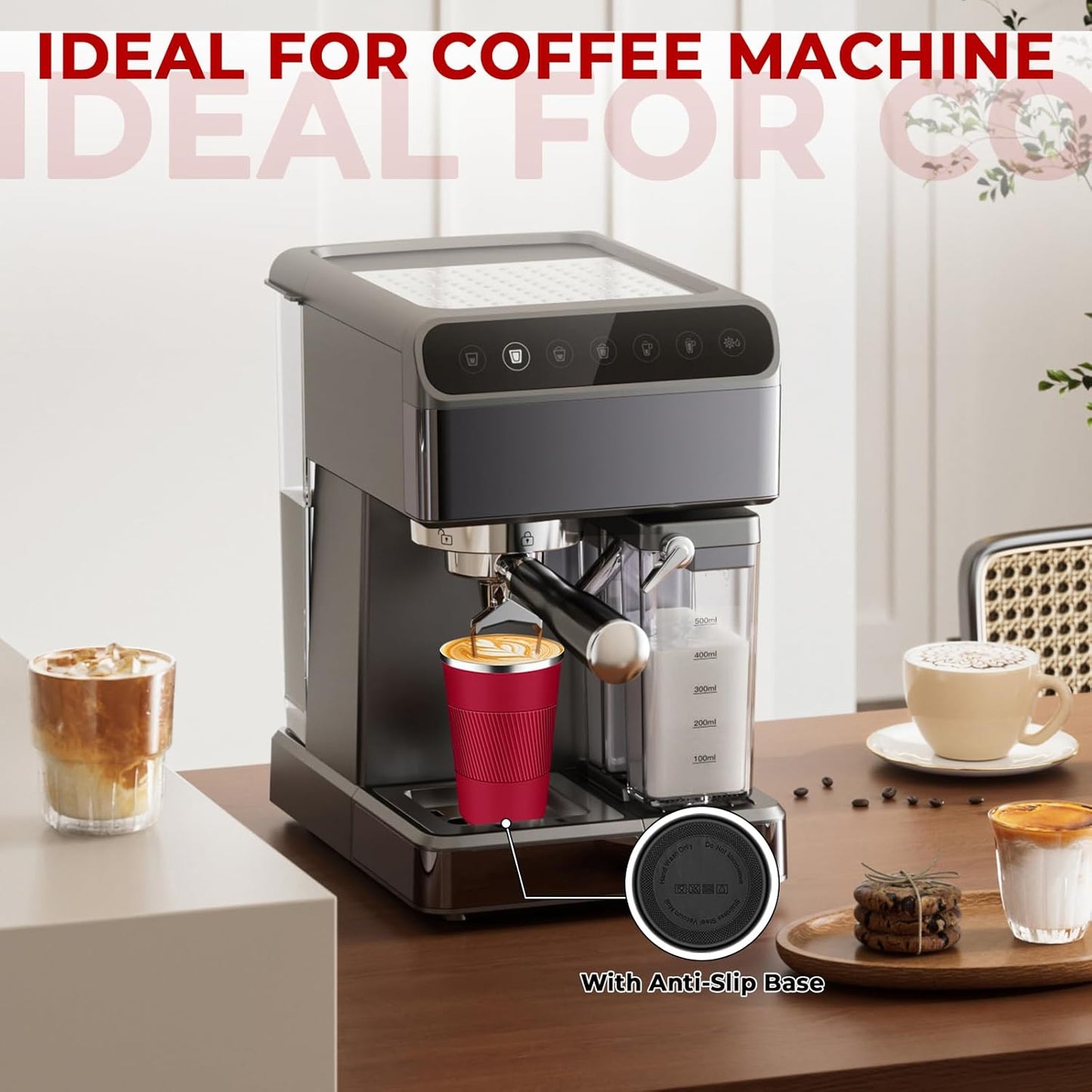 Insulated Coffee Tumbler 12 oz, Stainless Steel Coffee Mug with Lids, Travel Coffee Mug Leak Proof, Double Wall Vacuum Insulated Reusable Iced Coffee Cup, Keep Drinks Hot and Cold (Red, 17 Ounces)