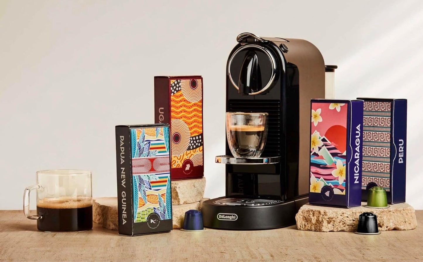 Atlas Coffee Club Espresso Pods Compatible with Nespresso Original– Dark Roast Variety Pack (40 Count)– Aluminum Capsules from Costa Rica, Nicaragua, Guatemala & India– Intensity 8-11