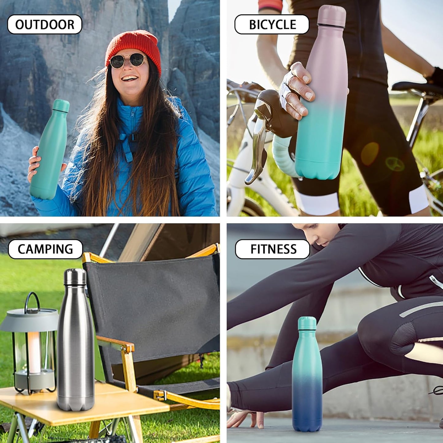 Insulated Water Bottle,17oz Stainless Steel Water Bottles with straw lid, Metal Sports Water Bottles for Boys,Girls, Double Wall Vacuum BPA-Free Flask for School, Sports(SLIVER)