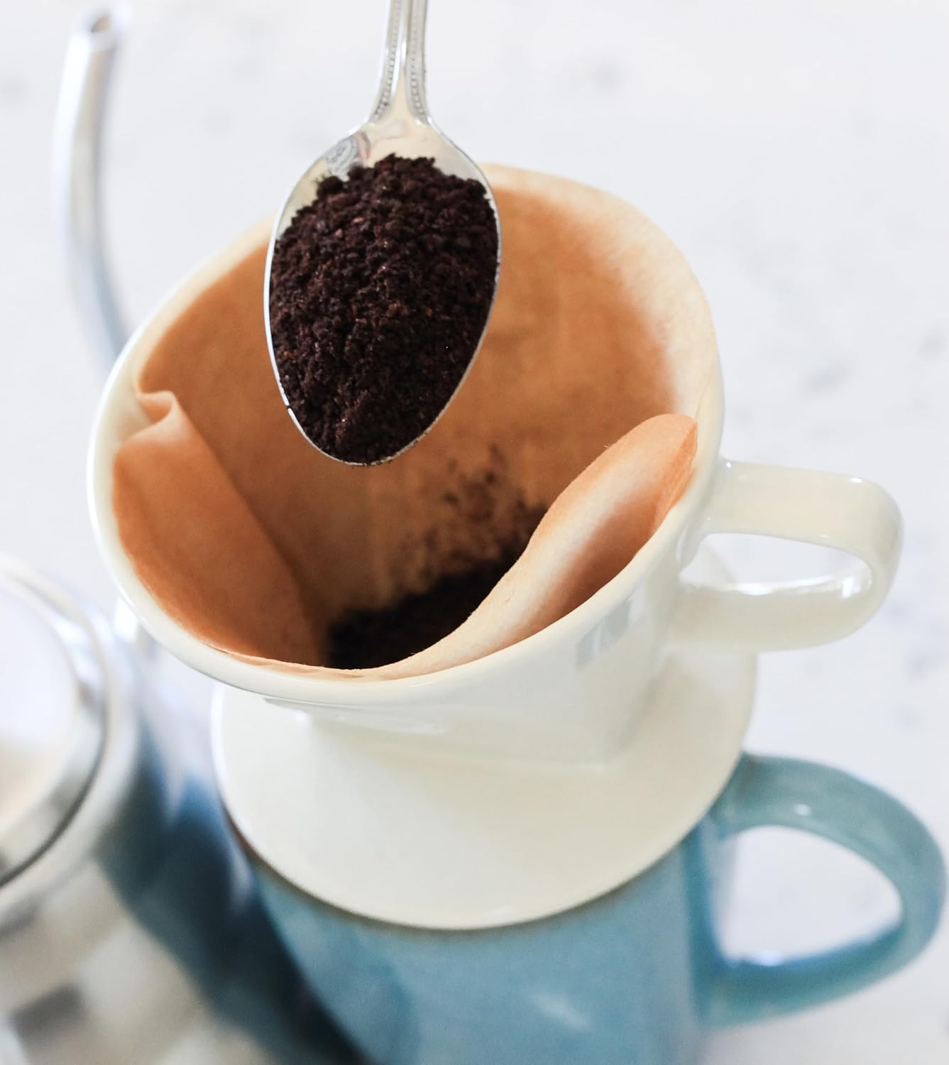 Simply Charmed Pug Coffee Pour Over Single Cup Ceramic Brewer Coffee Maker with Melitta Filters