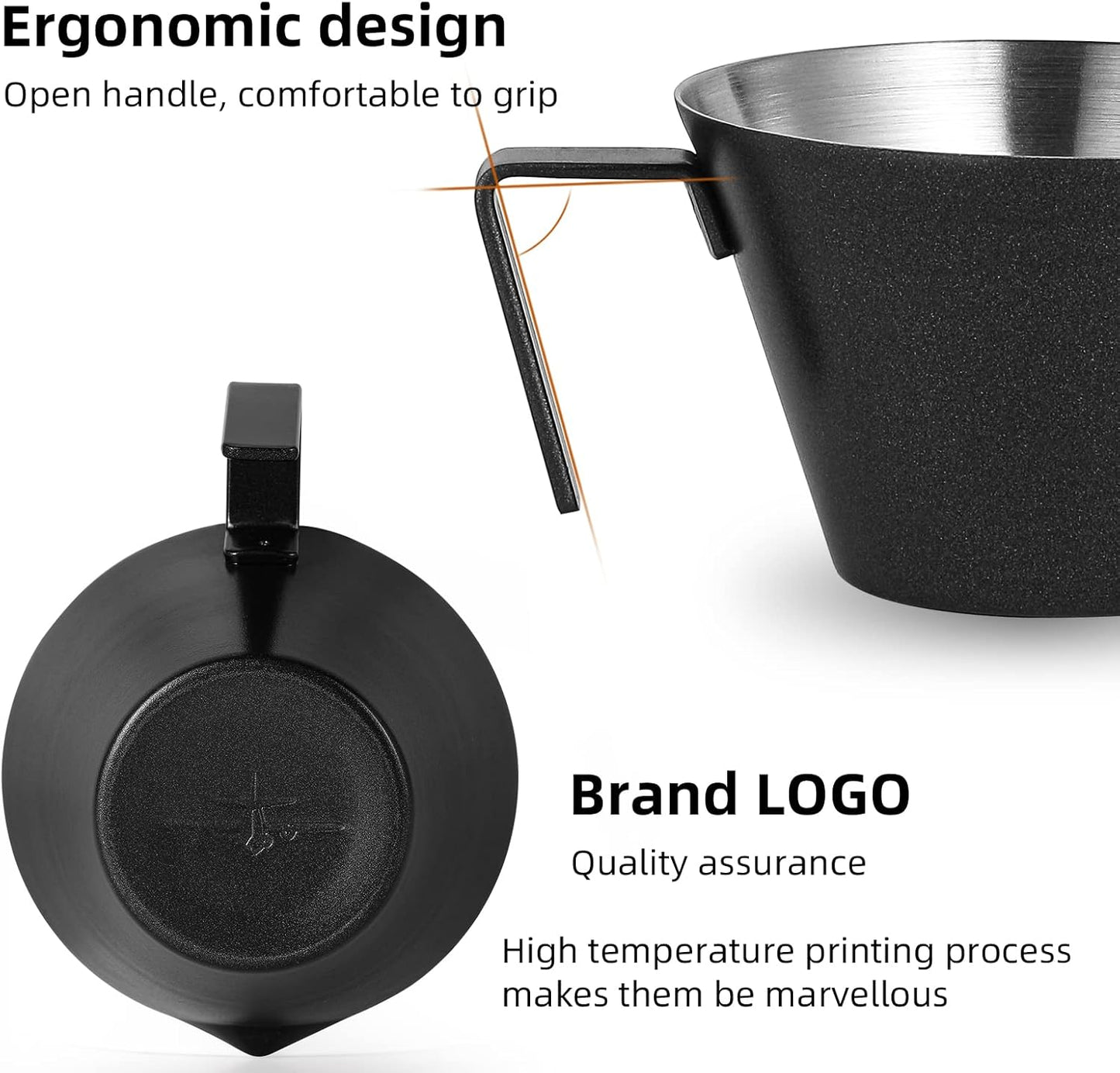 MHW-3BOMBER Espresso Measuring Cup 2 Pack Double Shot Espresso Cups Stainless Steel Coffee Bean Dosing Cup Espresso Machine Accessories (Matte Black) G6197B-OS