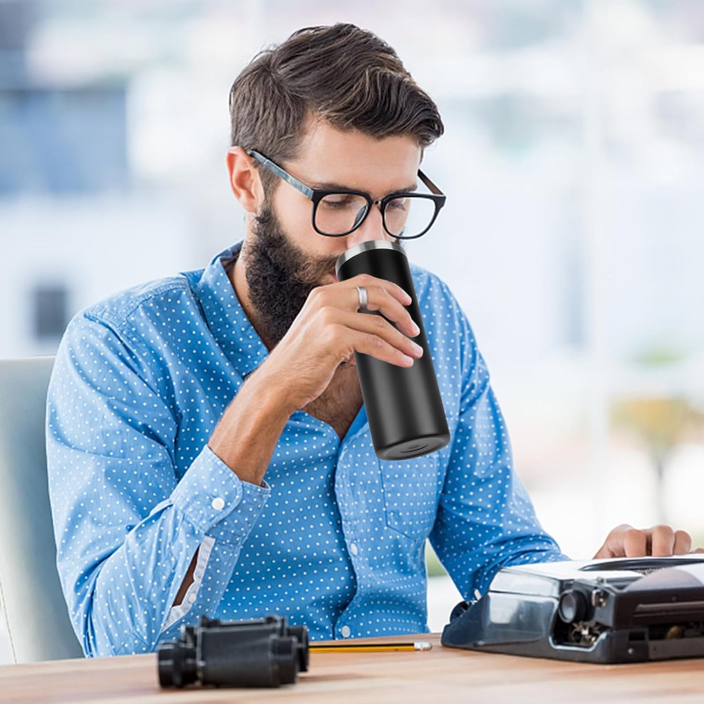 20 oz Skinny Tumblers with Lid and Straw,Stainless Steel Vacuum Insulated Tumbler Cup Double Wall Travel Coffee Mug, Thermal Water Tumbler for Hot and Cold Drinks(Black,4)