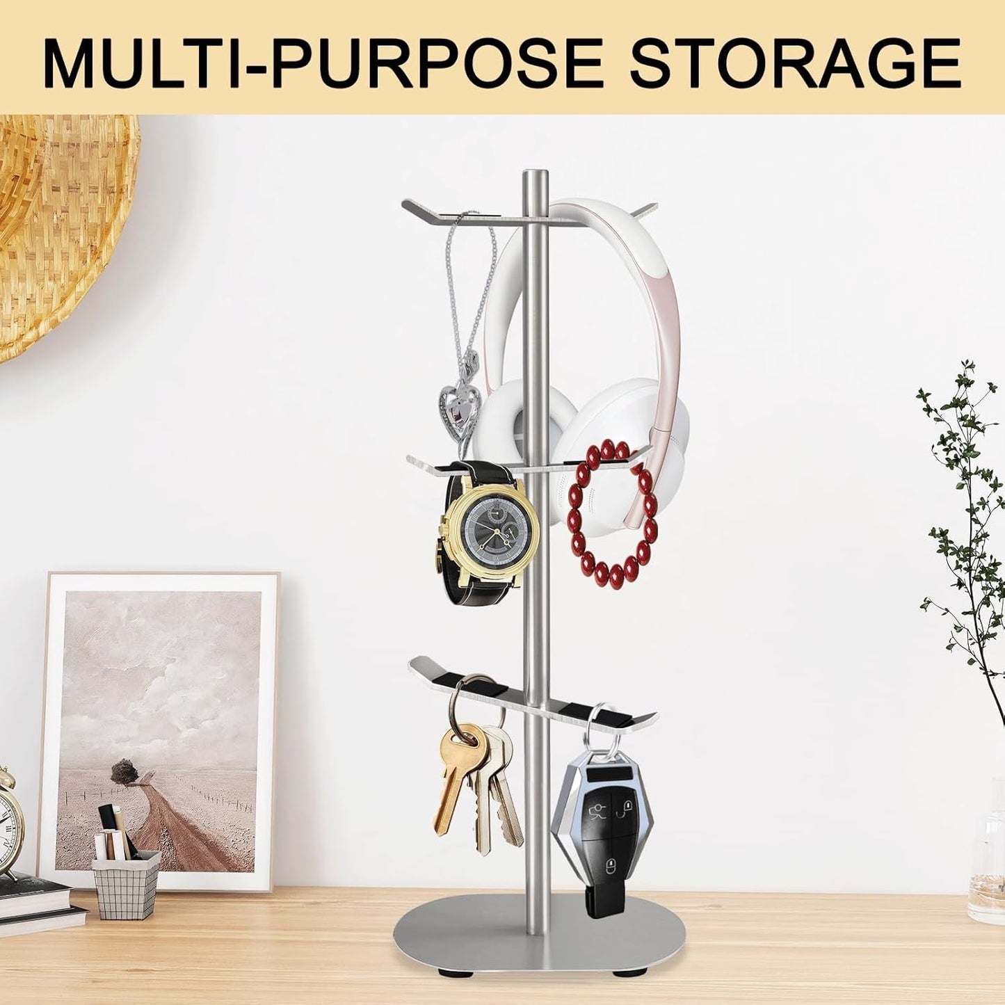 Mug Holder Tree, Coffee Cup Holder with 6 Hooks, Coffee Mug Rack, Metal Mug Tree for Counter, Mug Holder Stand Coffee Mug Hanger(Brushed Nickel)