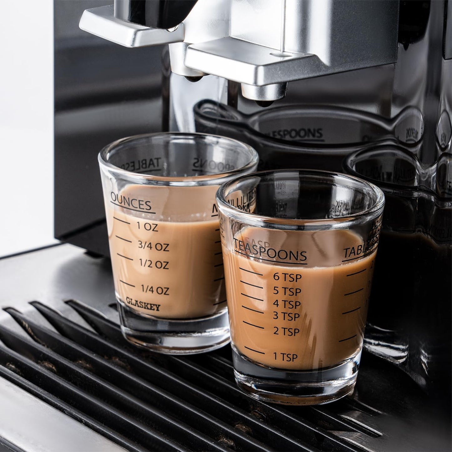 2 Pack Shot Glasses Measuring Cup,Espresso Shot Glass with 4 Measurement Methods(OZ/ML/TSP/TBSP),Dishwasher Safe,Perfect for Coffee,Cocktails and Kitchen Use (Black)