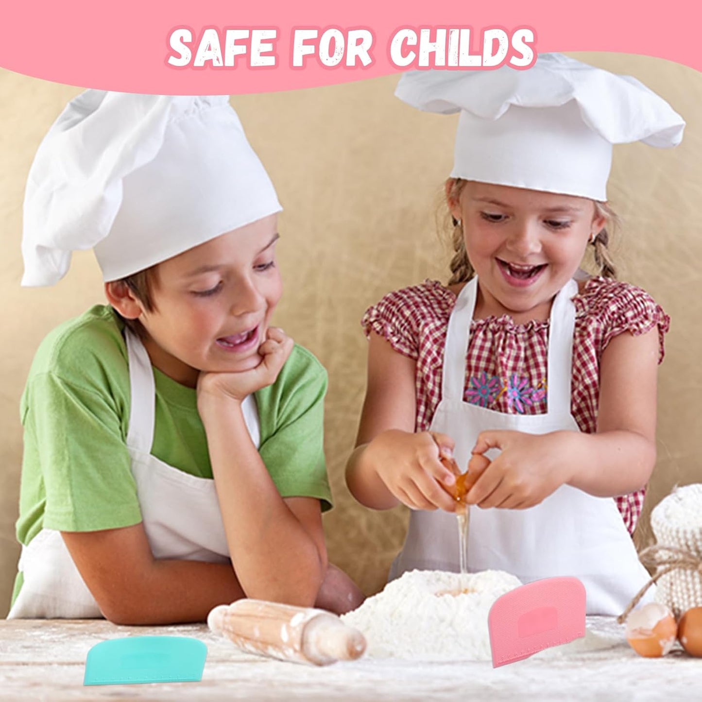 Uiifan 24 Pcs Plastic Bench Scraper with Scale Flexible Dough Multipurpose Cake Cutter Pizza Dough Spatula Food Scraper Tool Gift for Bread Pastry Fondant Icing, 6 Colors