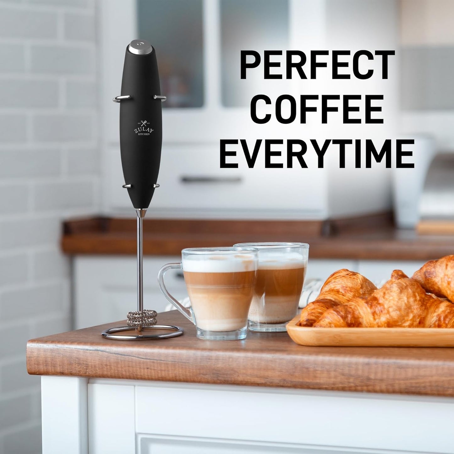 Zulay Kitchen Double Whisk Milk Frother – Handheld Foam Maker for Coffee, Lattes, Matcha, Hot Chocolate & Cappuccinos – Whip Creamy Froth in Seconds, Portable & Easy to Use -