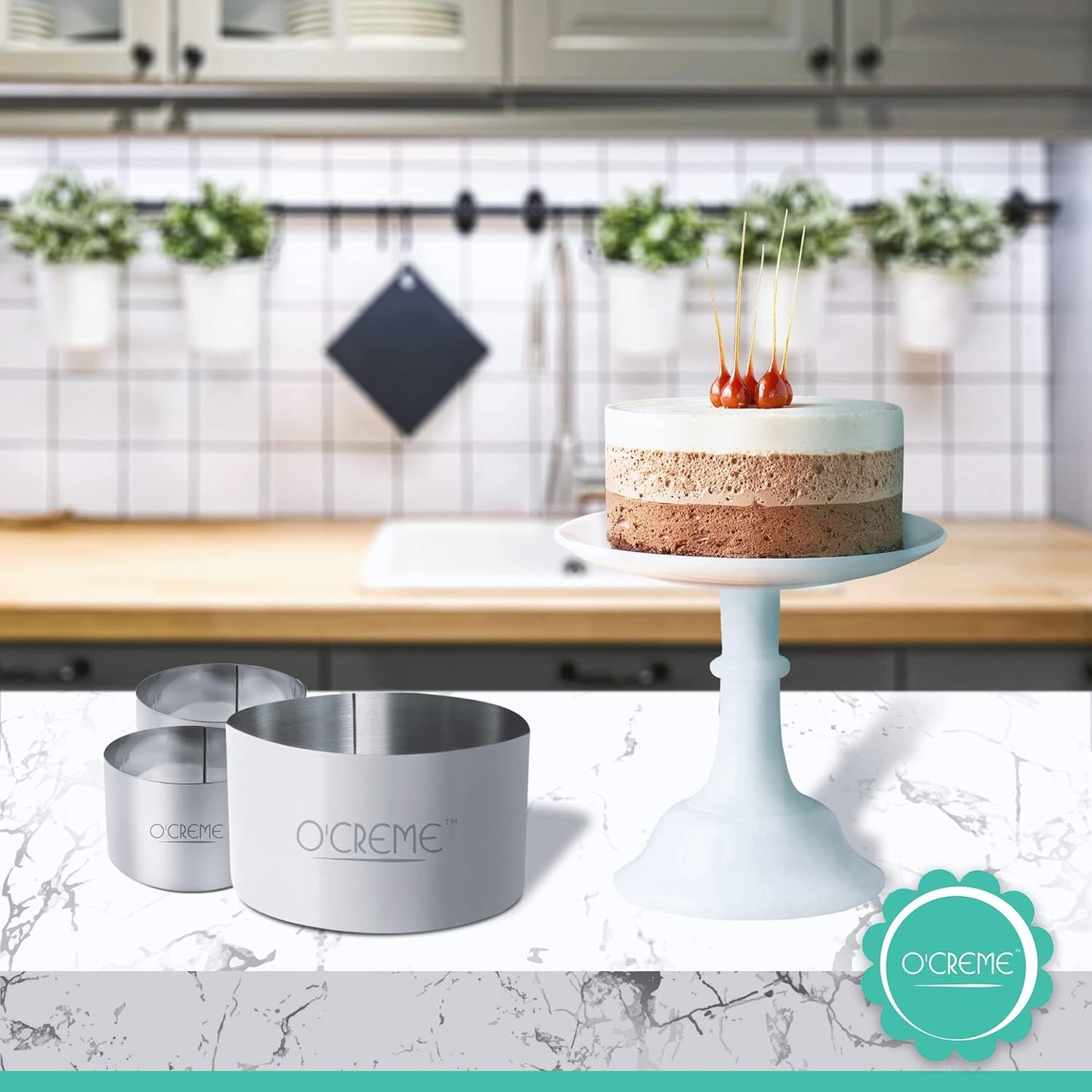 O'Creme Cake Ring Sturdy Stainless Steel Round Mousse Cake Ring Mold for Baking, Dessert Cake Decorating Pastry Rings 10 Inch Diameter x 2-1/2 Inch High