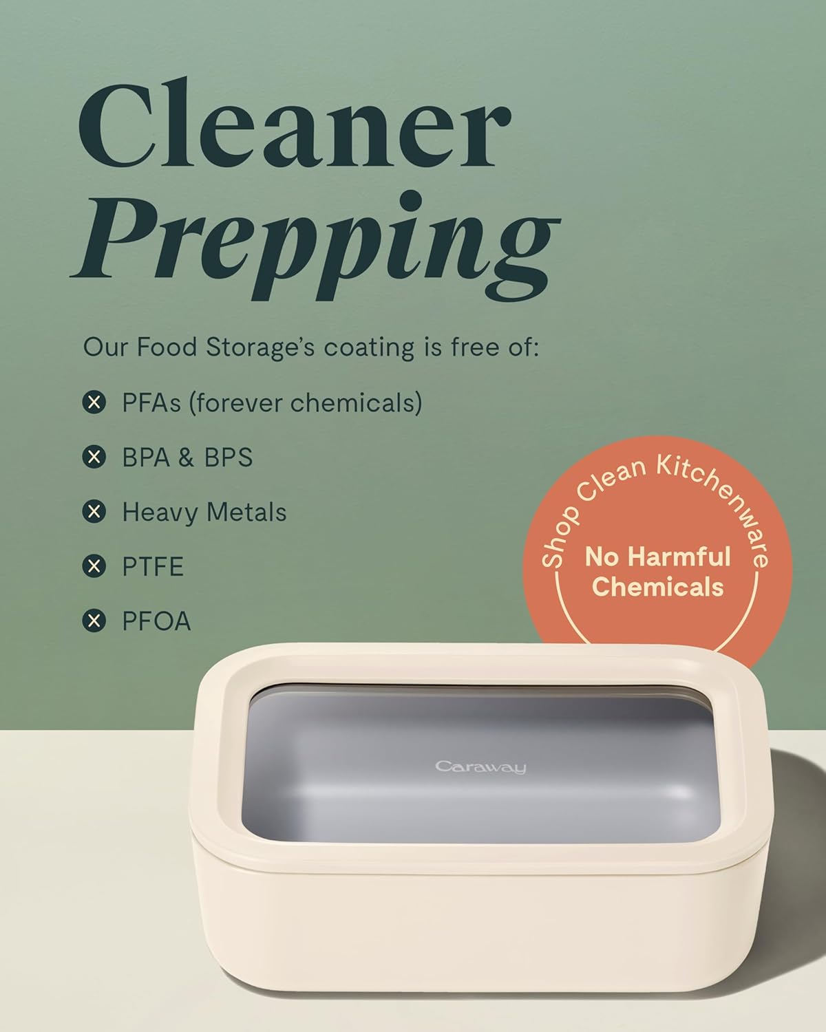 Caraway Glass Food Storage - 6.6 Cup Glass Container - Ceramic Coated Food Container - Non Toxic, Non Stick - Dishwasher, Oven, & Microwave Safe – Gray