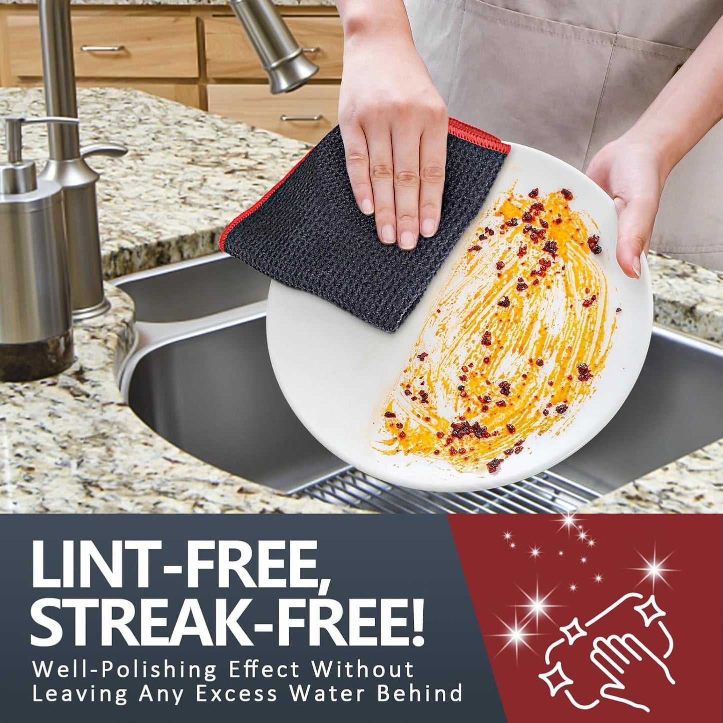 Airlab Microfiber Cleaning Cloth Waffle Weave Dust Rags for Household Kitchen Towel Absorbent Quick Drying Cleaning Rags Streak Free Lint Free, 6 Pack,12 x 12 Inches, Grey