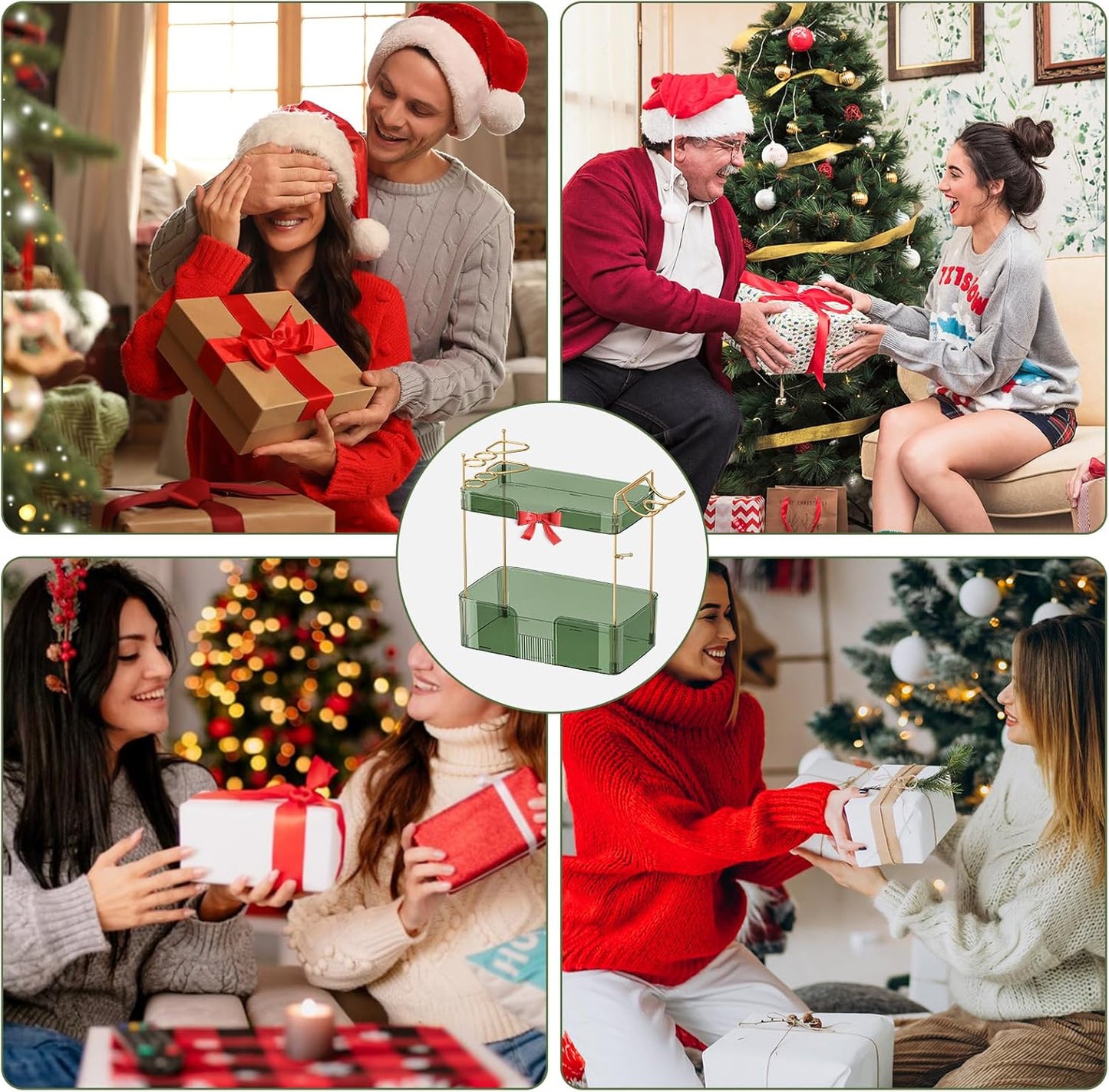 YCIA&DONE Luxury Bathroom Counter Organizer, Large Makeup Organizer Countertop, Shelf Organizer, Vanity Tray, Easily Assemble for Bathroom Organizers and Storage, Undersink, Cabinet, 2 Tiers Green