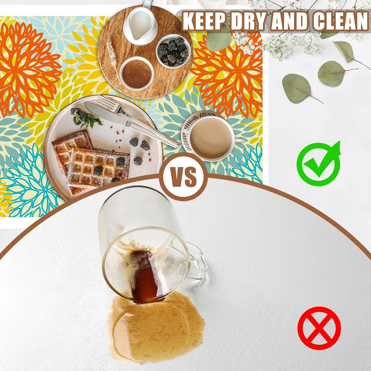 Orange and Blue Chrysanthemum Flower Coffee Mat Absorbent Dish Drying Mat Hide Stain Rubber Backed Coffee Bar Accessories Fit Under Espresso Machine Cafe Table 15.7 x 23.6 Inch