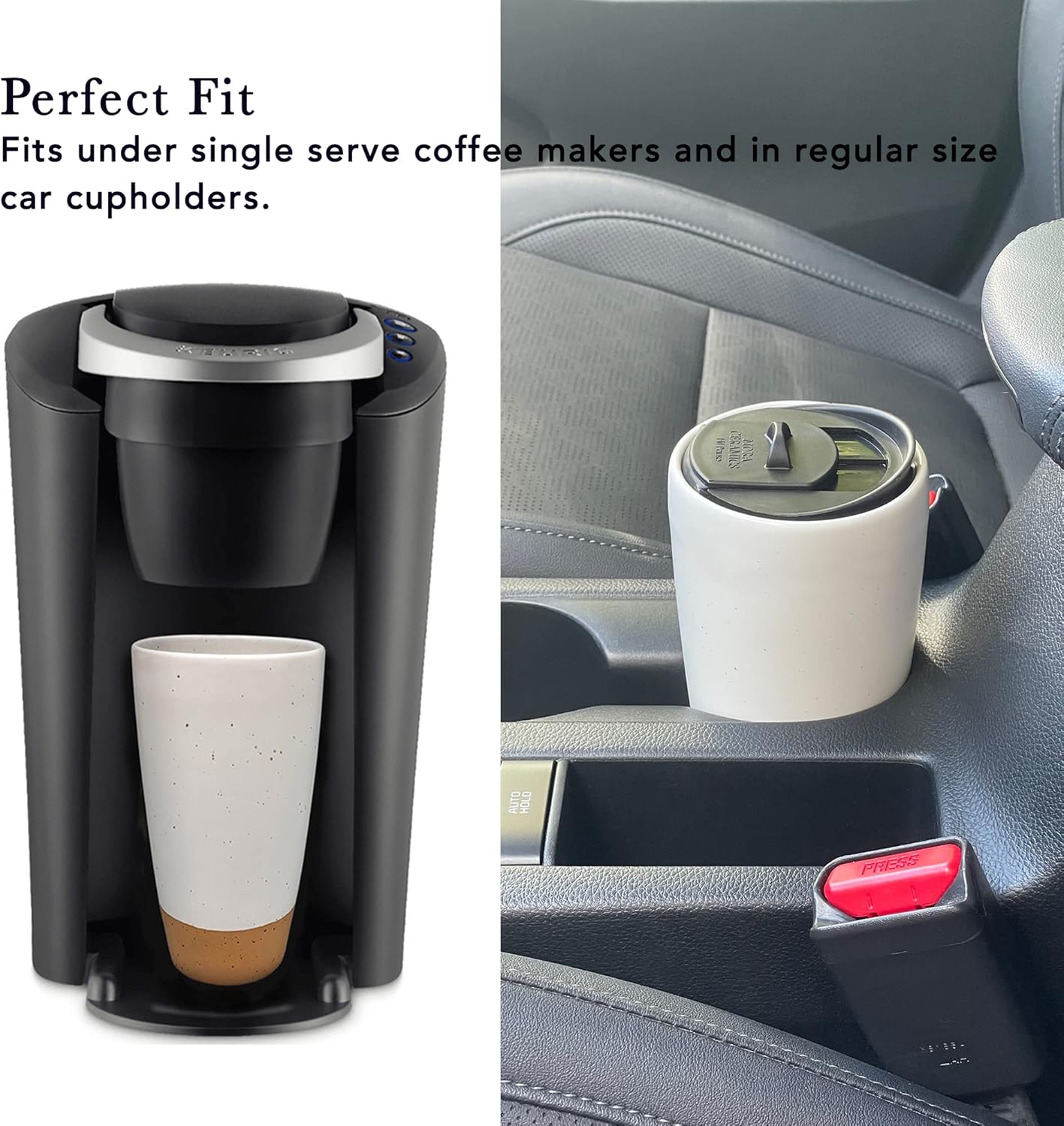 Mora Double Wall Ceramic Coffee Travel Mug with Lid, 14 oz, Portable, Microwave, Dishwasher Safe, Insulated Reusable Tall Cup, Splash Resistant Lid - To Go Tumbler for Car Cup Holder, Nightwaves