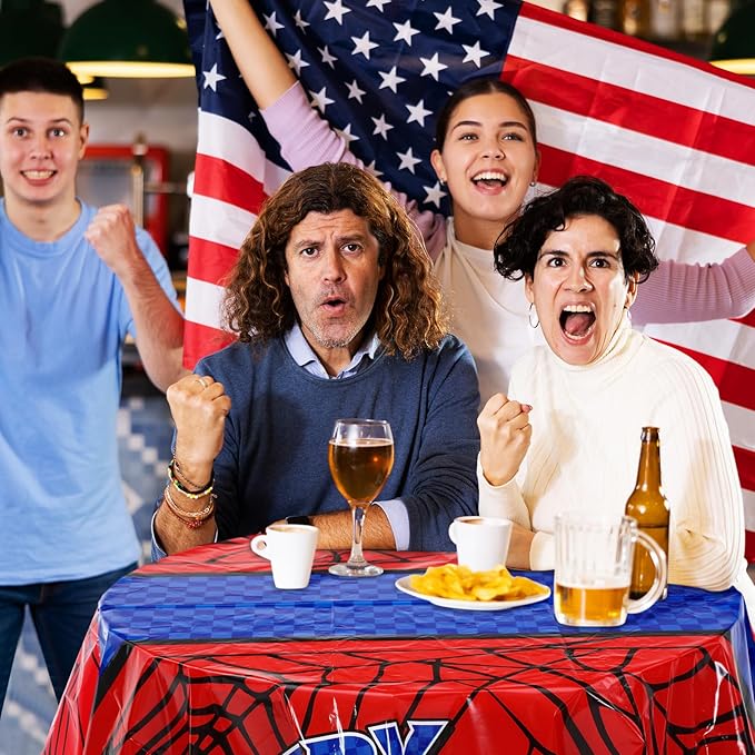 Oudain 3 Pcs Spider Tablecloth 108 x 54 in Red and Blue Plastic Disposable Table Covers City Web Theme Birthday Party Decorations Large Table Cloths for Party Indoor Outdoor (Birthday)