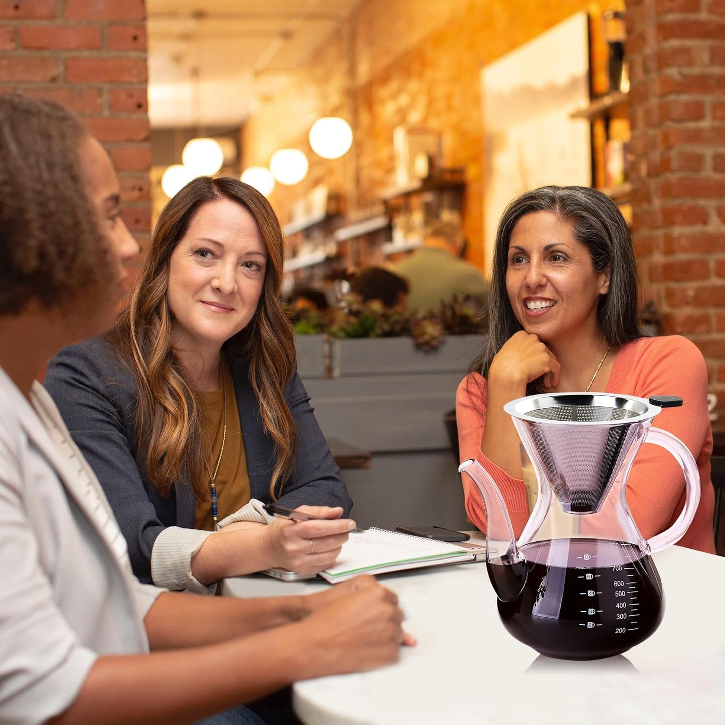 Unbreakable - Pour Over Coffee Maker with Double Stainless Filter 34 fl oz, Thickened Heat-Resistant Borosilicate Glass Pour Over Coffee Dripper, Stovetop Safe