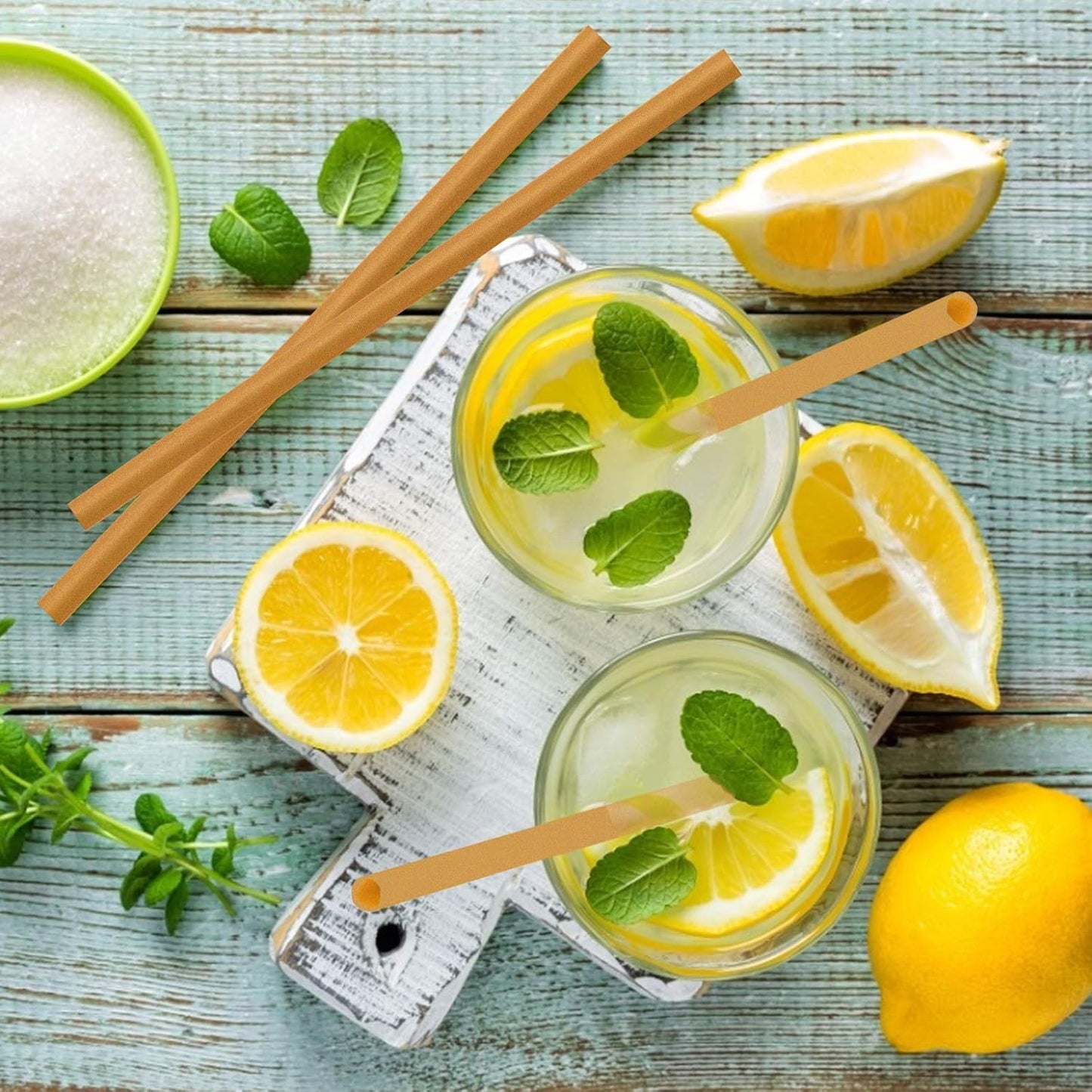 Biodegradable 200pcs Sugarcane Straws 8 Inch Compostable Disposable Drinking Straws Plastic Free Sturdy Smoothie Straws for Home Restaurant Parties Not Foggy