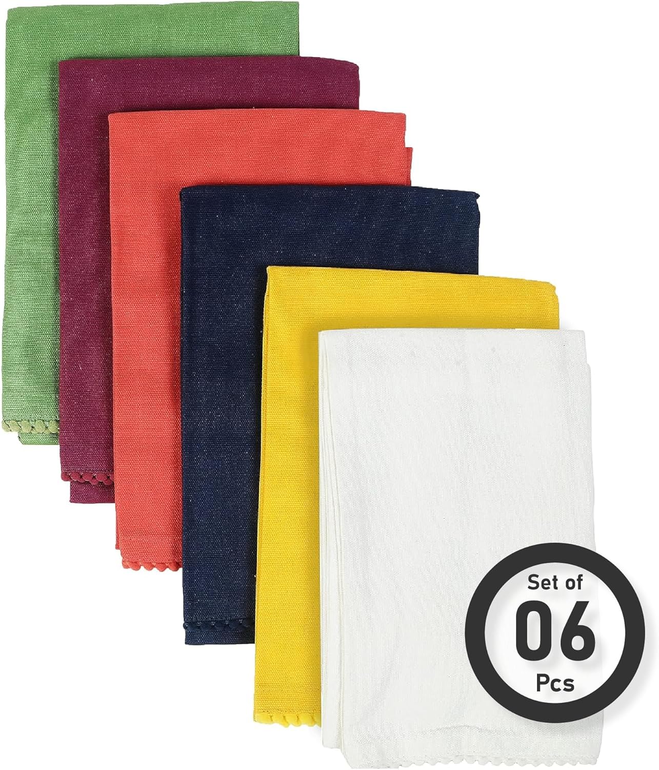 TARAN LIVING Cotton Kitchen Cloths - Assorted (2), Pack of 6 (18"x28")
