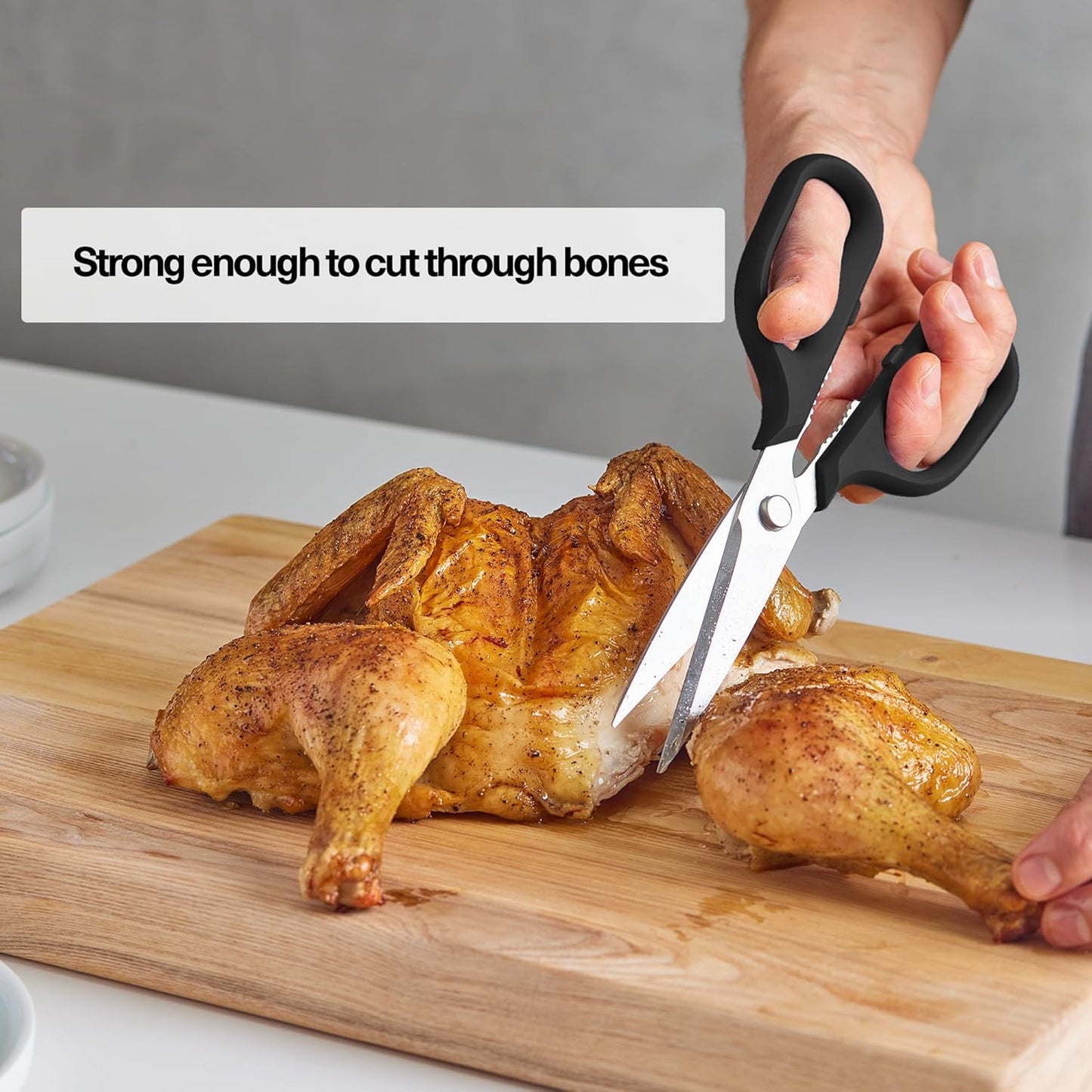 Misen Heavy Duty Kitchen Shears - Stainless Steel, Versatile and Easy Clean Scissors for Meat, Herbs and Veggies - Ambidextrous Comfort Handle - Professional Grade - Black