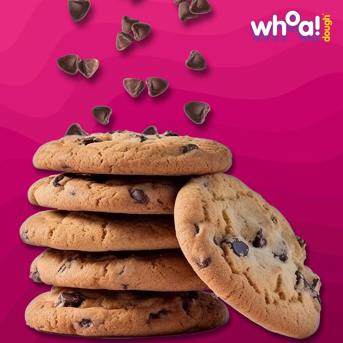 Whoa Dough Ready to Bake Cookie Dough Chocolate Chip – Certified Non-GMO, Kosher, Gluten Free – Plant-Based Snack Dough Made with Real Ingredients – 24 Pack