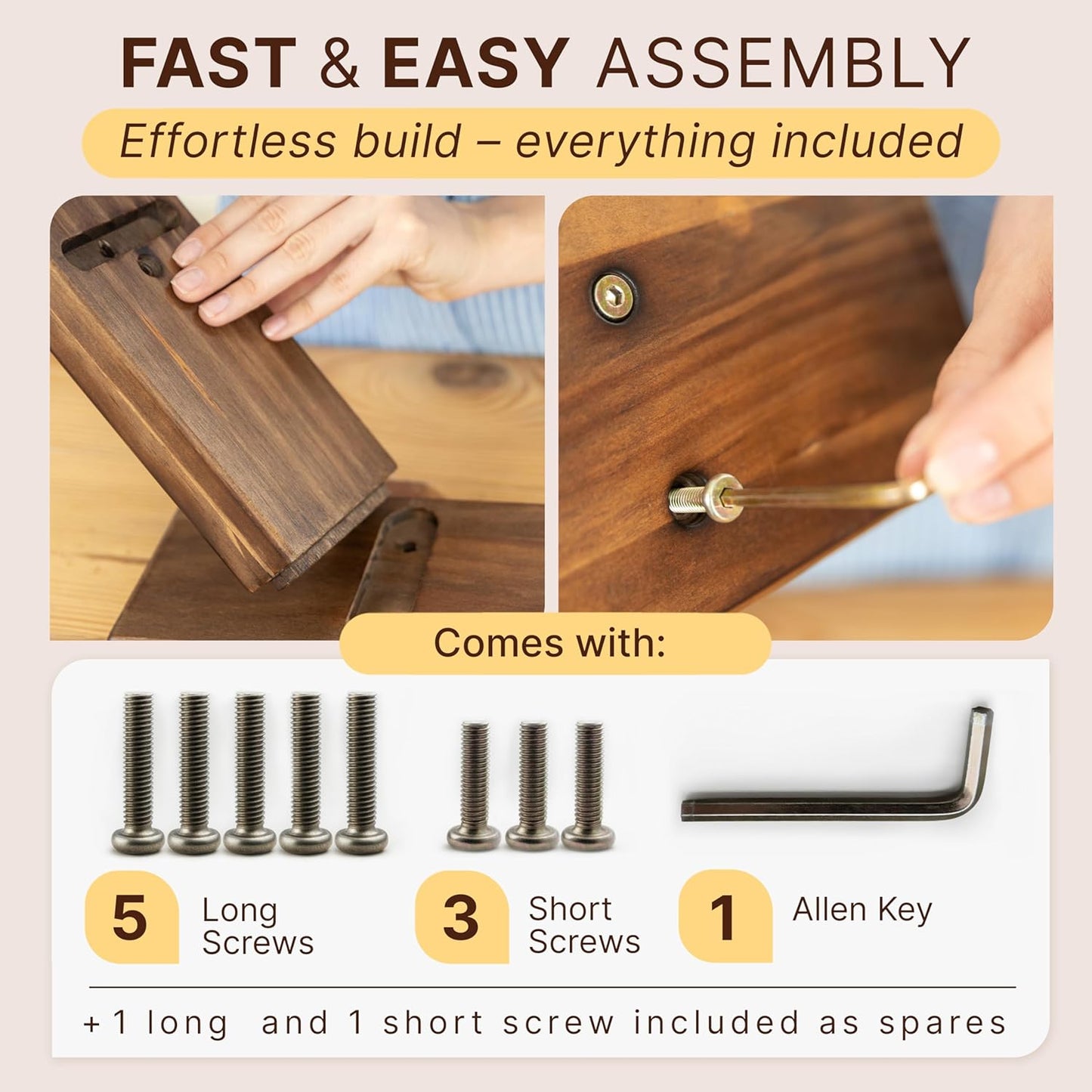 Coffee Cup Holder for Kitchen Counter - Premium Coffee Mug Organizer Holds 6 Mugs - Handmade Wooden Cup Holder with Non-Slip Feet, Stained Espresso Finish, Screwdriver & 6 Screws