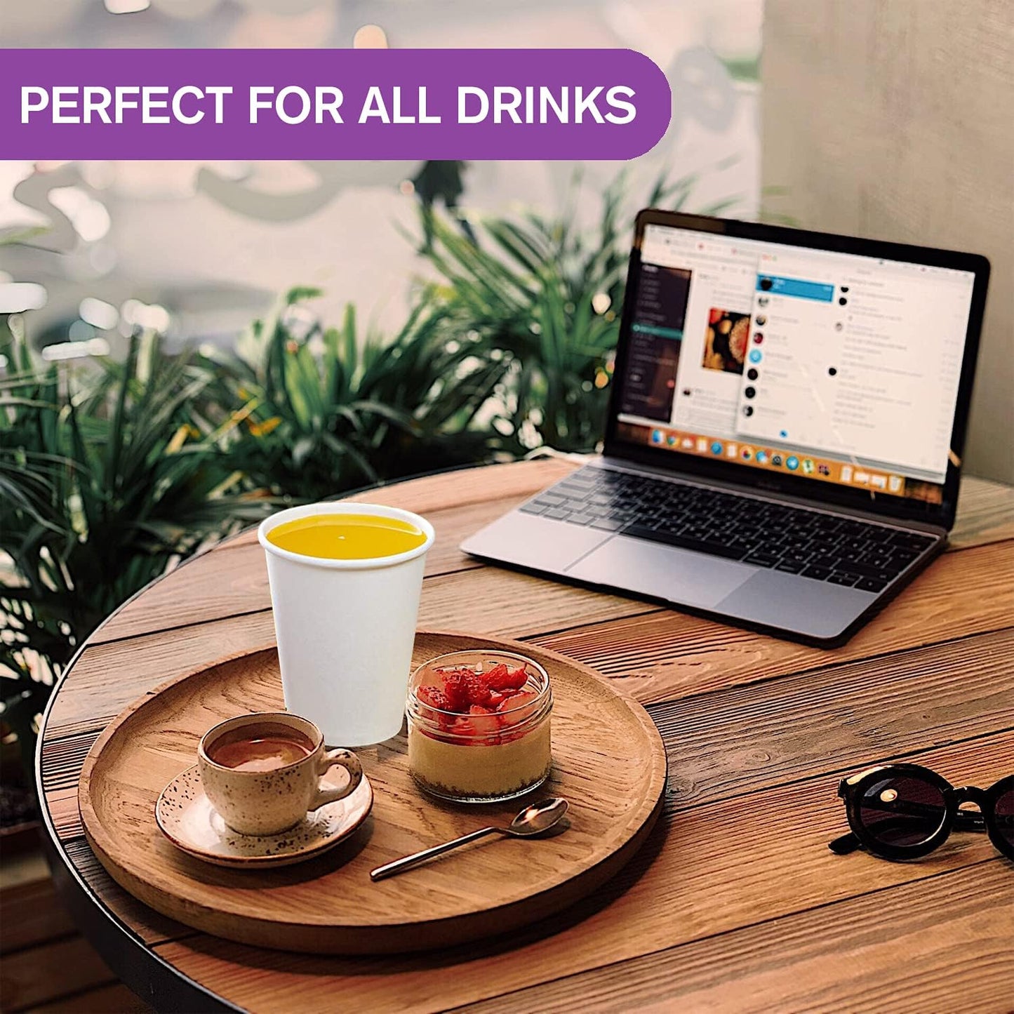 Smygoods White Disposable Paper Coffee Cups (8 OZ, 100 Count) For Hot Beverages, Tea, Espresso, Cocoa - To Go Drink Containers, Café & Office