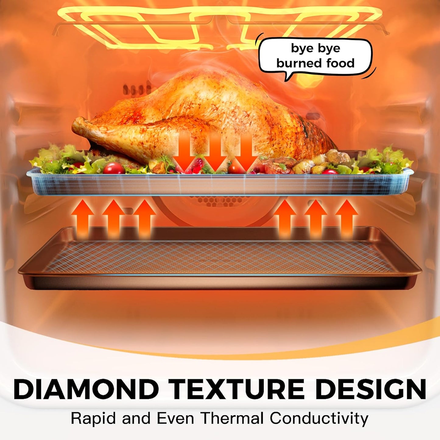 Quarter Sheet Baking Pan Nonstick - HONGBAKE Commercial Cookie Sheet for Baking with Diamond Texture Surface, 57% Thicker Carbon Steel 9 x 13 Baking pan