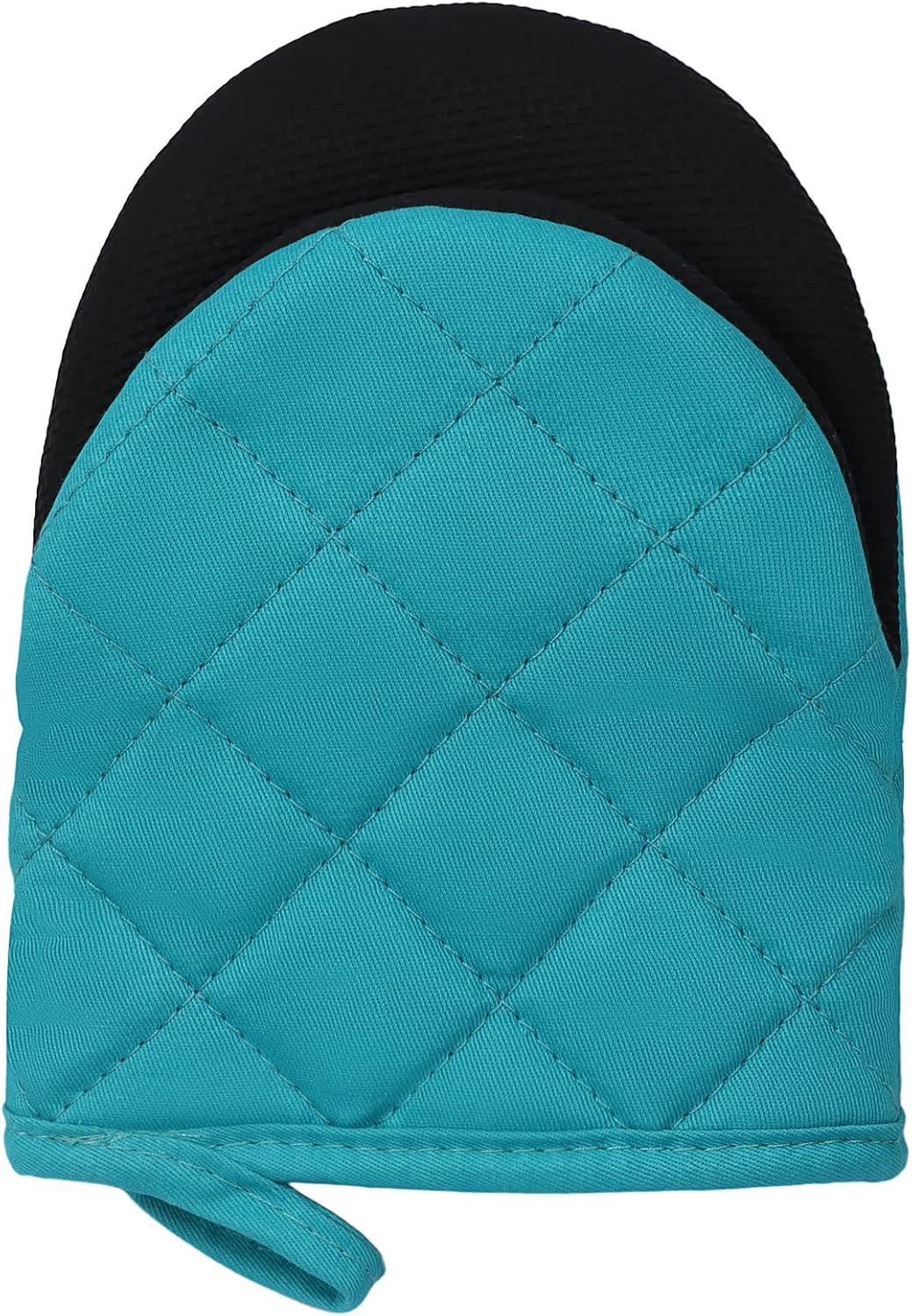 1 Pair Short Oven Mitts, Heat Resistant Silicone Kitchen Mini Oven Mitts for 500 Degrees, Non-Slip Grip Surfaces and Hanging Loop Gloves, Baking Grilling Barbecue Microwave Machine Washable