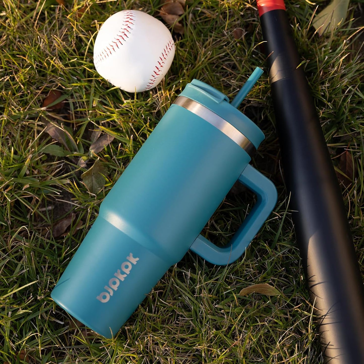 BJPKPK 40 oz Insulated Tumbler With Lid And Straw Stainless Steel Tumblers Cup With Handle For Women And Men,Blue Haze