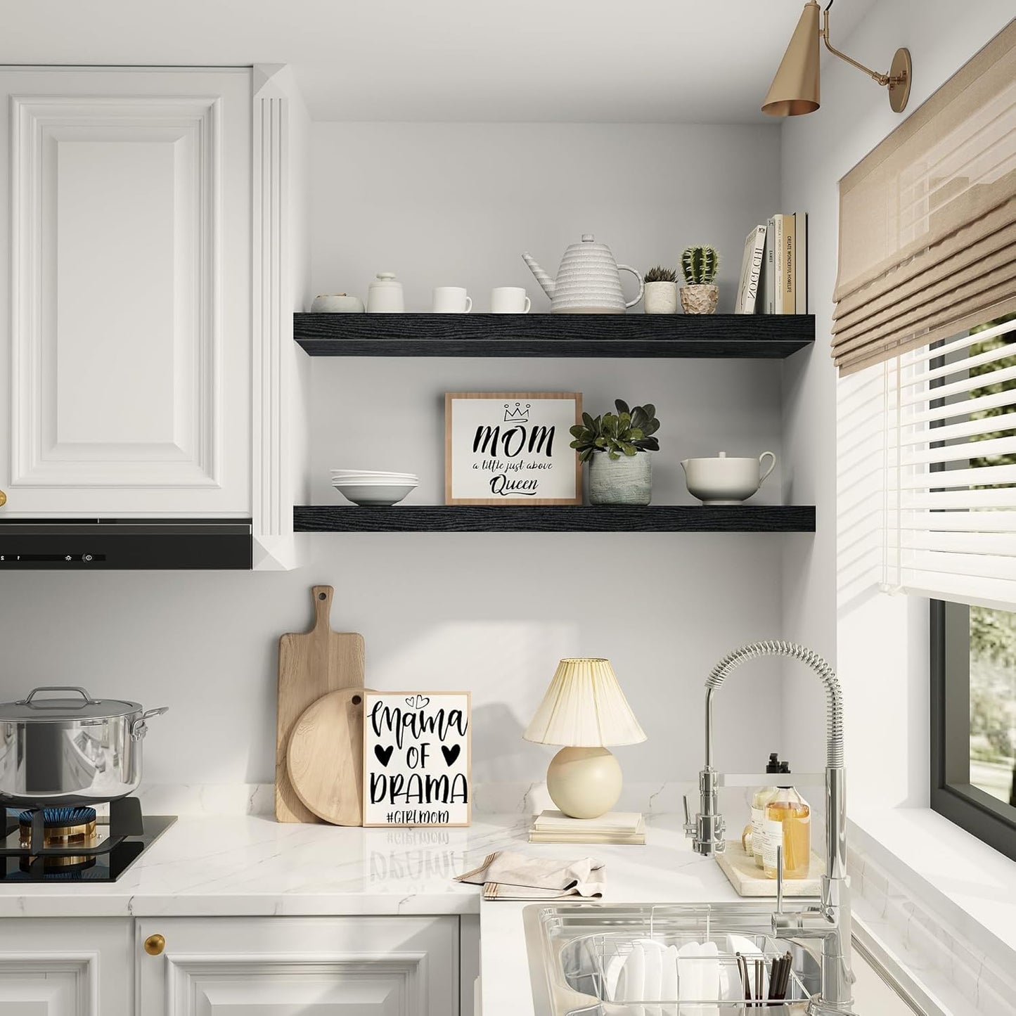 Vivelove Single Floating Shelves 36 inch Long, Large 10 in Deep Wall Shelves Heavy Duty 70 lbs for Bedroom, Bathroom, Living Room, Kitchen, Office, Modern Shelf Home Decor, Set of 1, Black