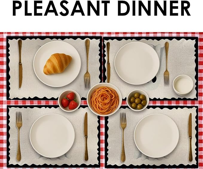 Halloween Ghost Placemats, 4Pcs Black&White Washable Heat Resistant 12×18 Inch Table Mats Cute Place Mats for Party Outdoor Decoration Kitchen Dining Décor