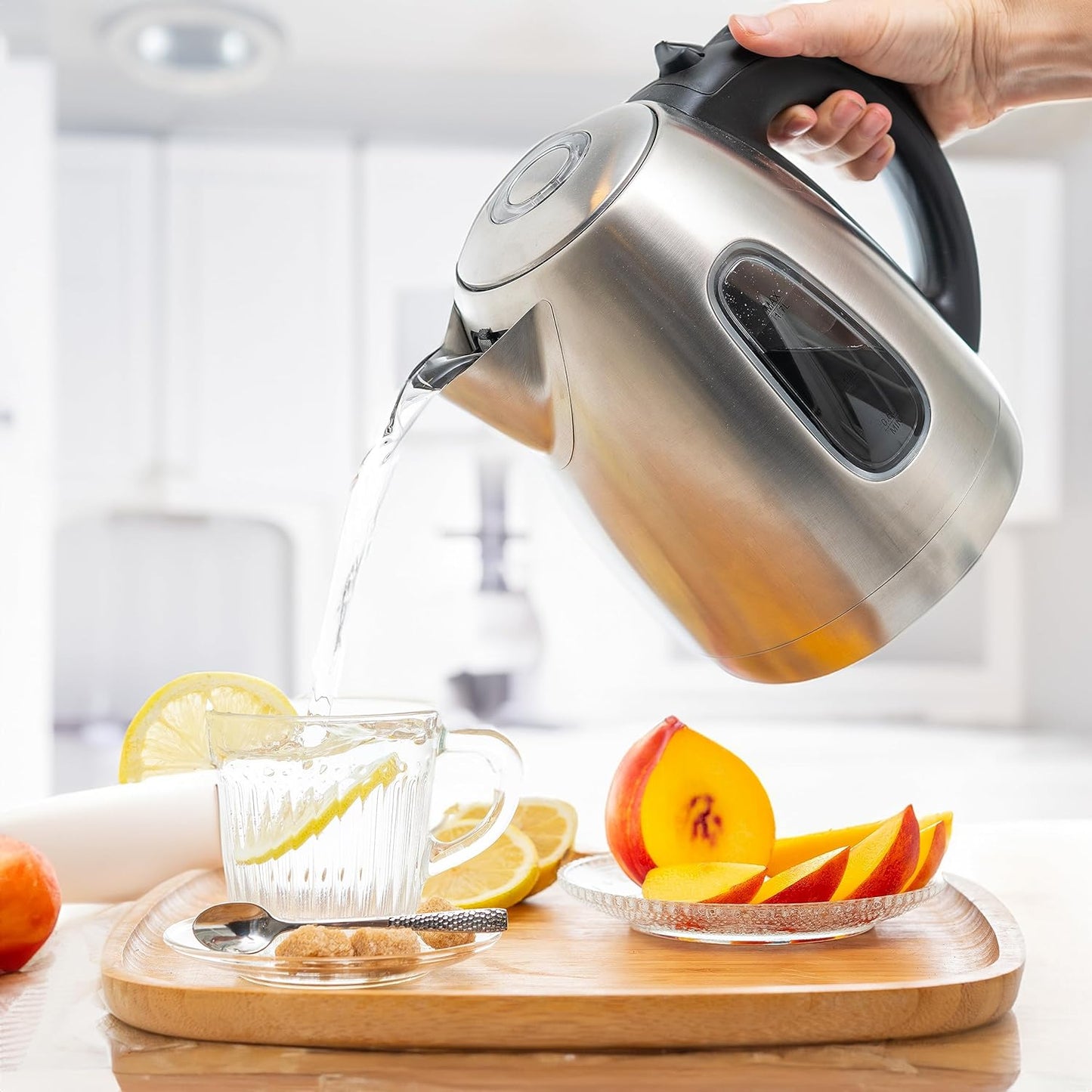 Mixpresso Stainless Steel Electric Kettle, Cordless Pot 1.7L Portable Electric Hot Water Kettle, 1500w Strong Fast Boiling Pot, Water Boiler, Electric Tea Kettle With Boil Dry Protection