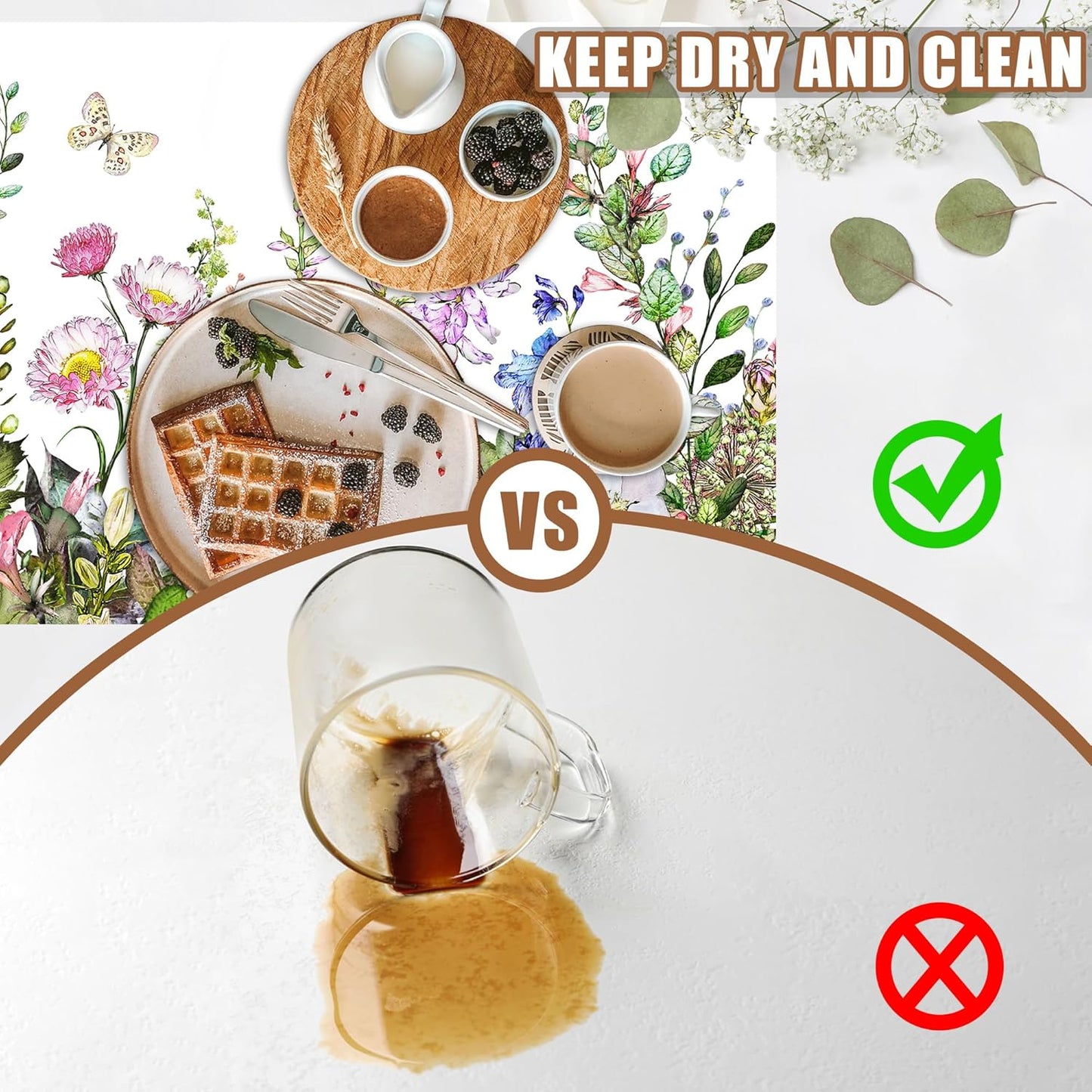 Watercolor Flower and Butterfly Dish Drying Mat for Kitchen Counter Absorbent Coffee Mat with Hide Stain Rubber Backed Espresso Machine Coffee Bar Accessories 11.8 x 19.7 Inch