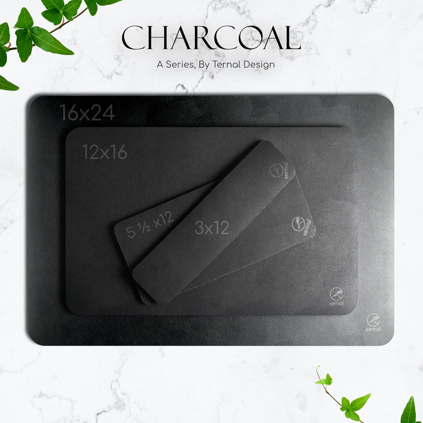 Ternal - Coffee Mat – 19x12 Inch Wet Bar Mat for Countertop | Absorbent, Quick-Dry Dish Drying Pad with Non-Slip Rubber Back | Fits Under Coffee-Maker, Espresso Machine, Dish Rack