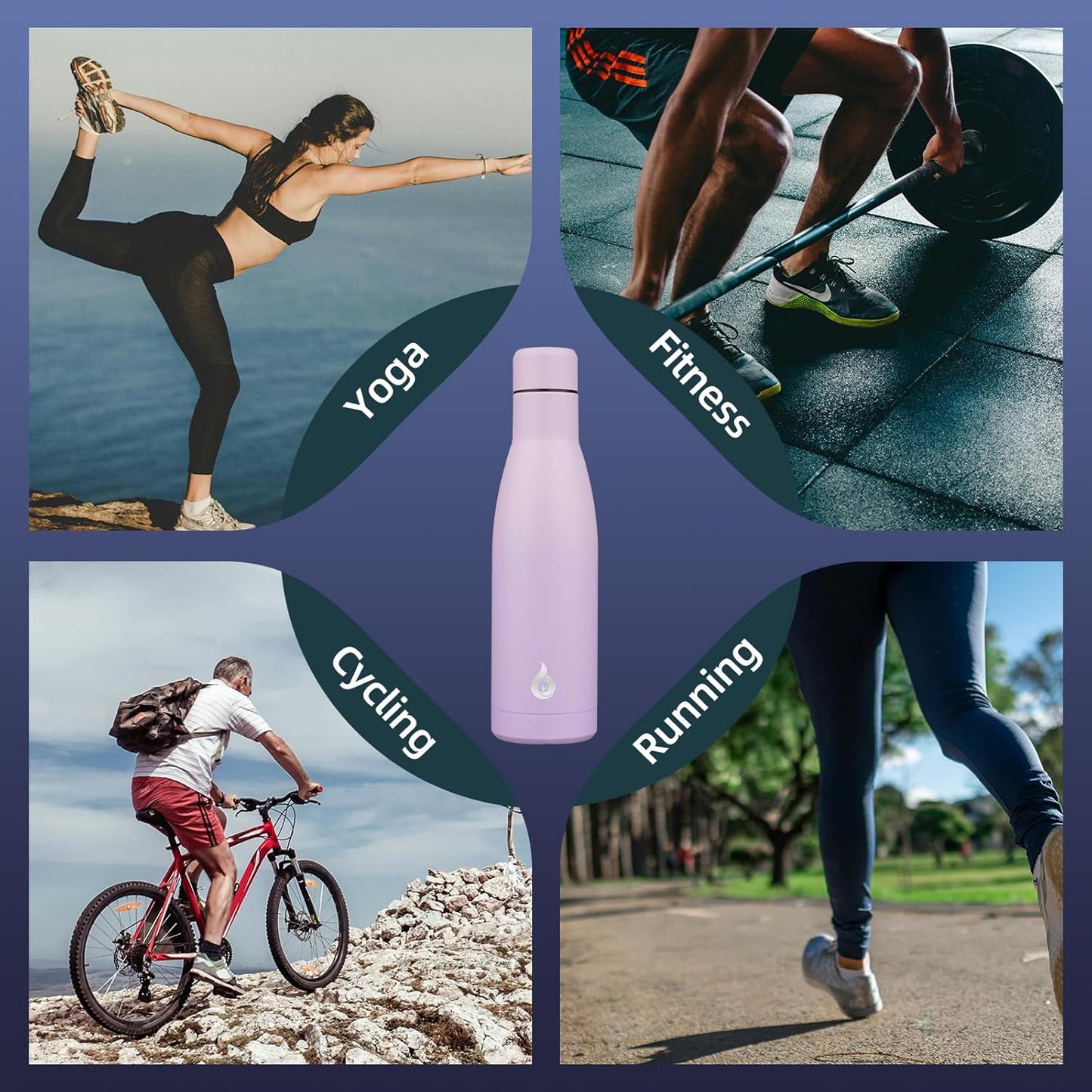 BJPKPK Insulated Water Bottle 17oz Stainless Steel Water Bottles Dishwasher Safe Reusable Metal Thermos Cold and Hot,Dreamy Purple