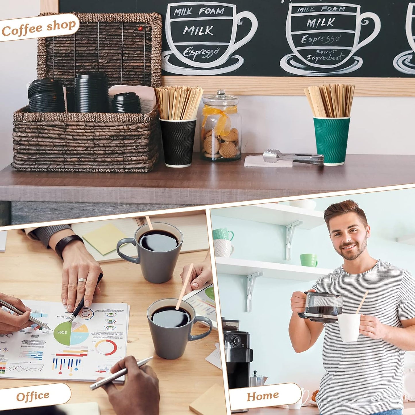 3000 Pack Birch Wood Coffee Stir Sticks 7 Inch Disposable Wooden Coffee Stirrers Bulk Cakesicle Sticks Long Tea Stirring Stick Round End Swizzle Beverage Mixer for Cocktail Hot Chocolate Drink Summer