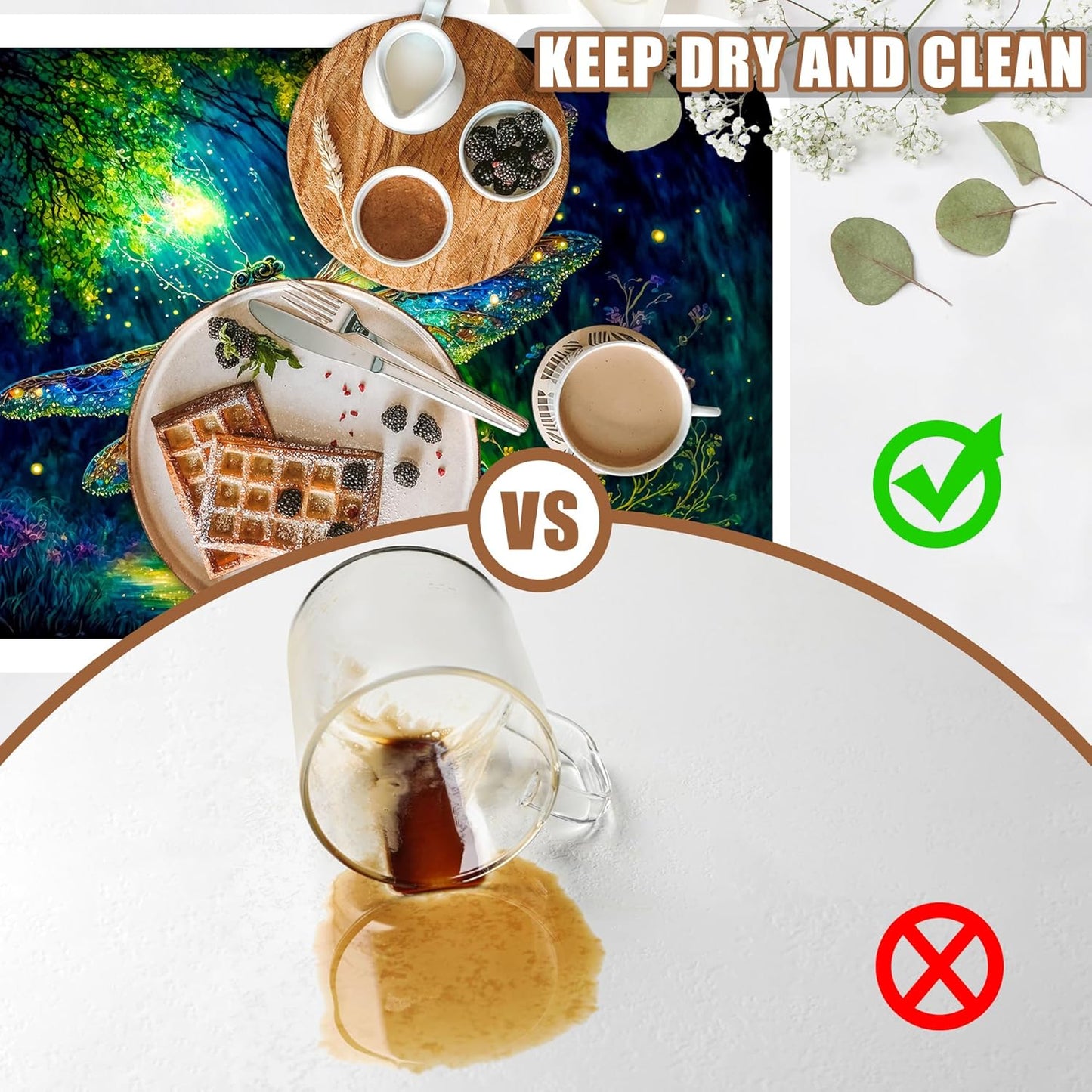 Magic Dragonfly Forest Coffee Mat - Absorbent Dish Drying Mat for Kitchen Counter, Hide Stain, Rubber Backed Bar Accessories, Fits Under Maker, Pot, Espresso Machine, 15.7 x 23.6 Inch